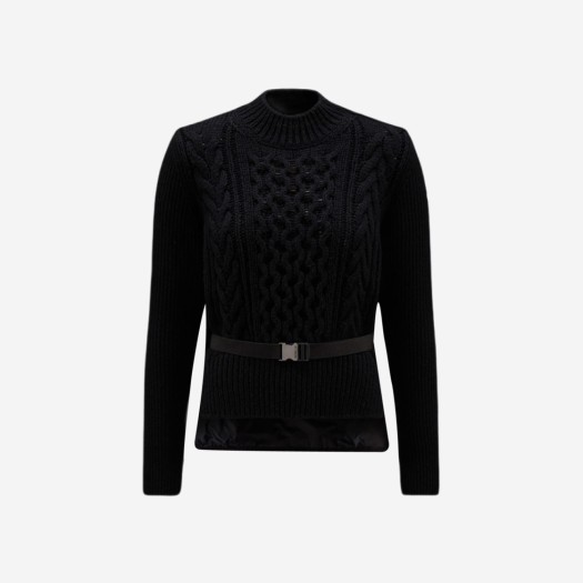 (W) 몽클레르 벨트 울 스웨터 블랙 - 22FW