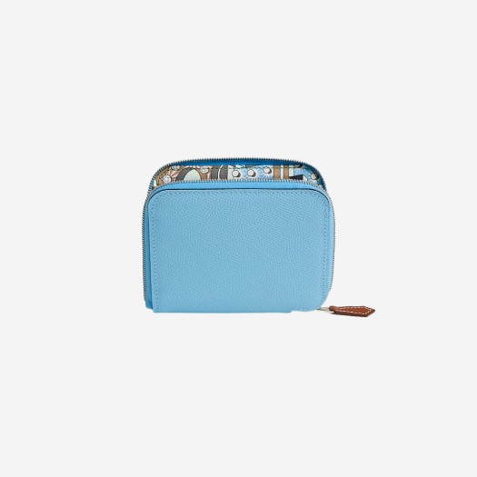 에르메스 실크인 컴팩트 지갑 앱송 바레니아 & 팔라듐 하드웨어 셀레스트 베르 유카 셀레스트