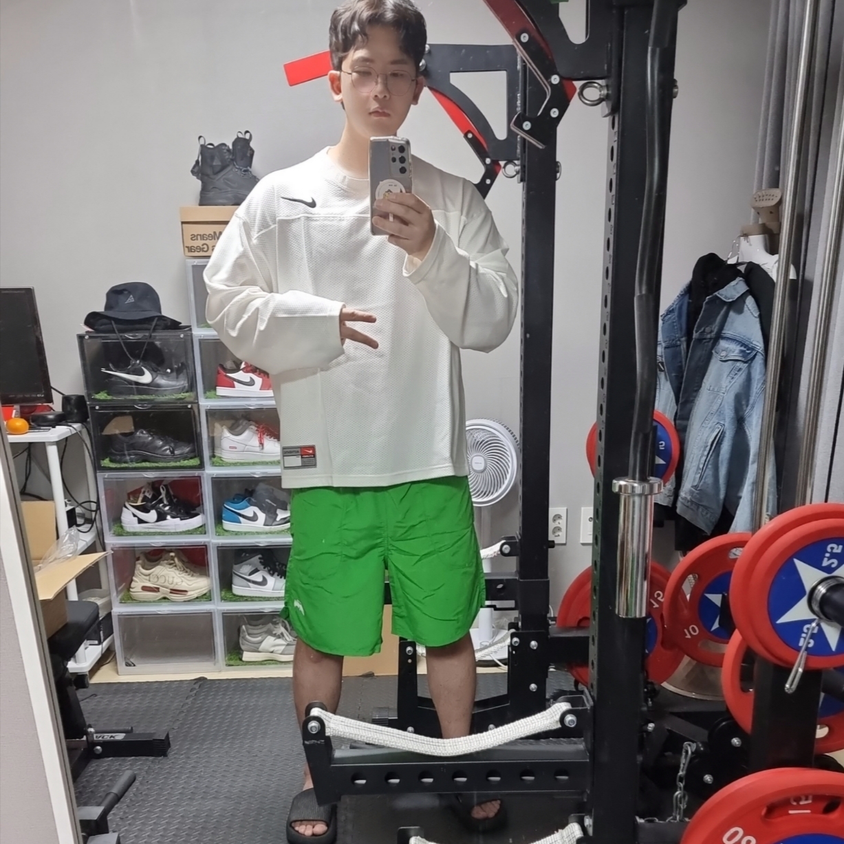 Nike x Stussy Long Sleeve Top Sail (FJ9164-133), Stussy Stock Water Shorts Classic Green 착용 스타일 - 2