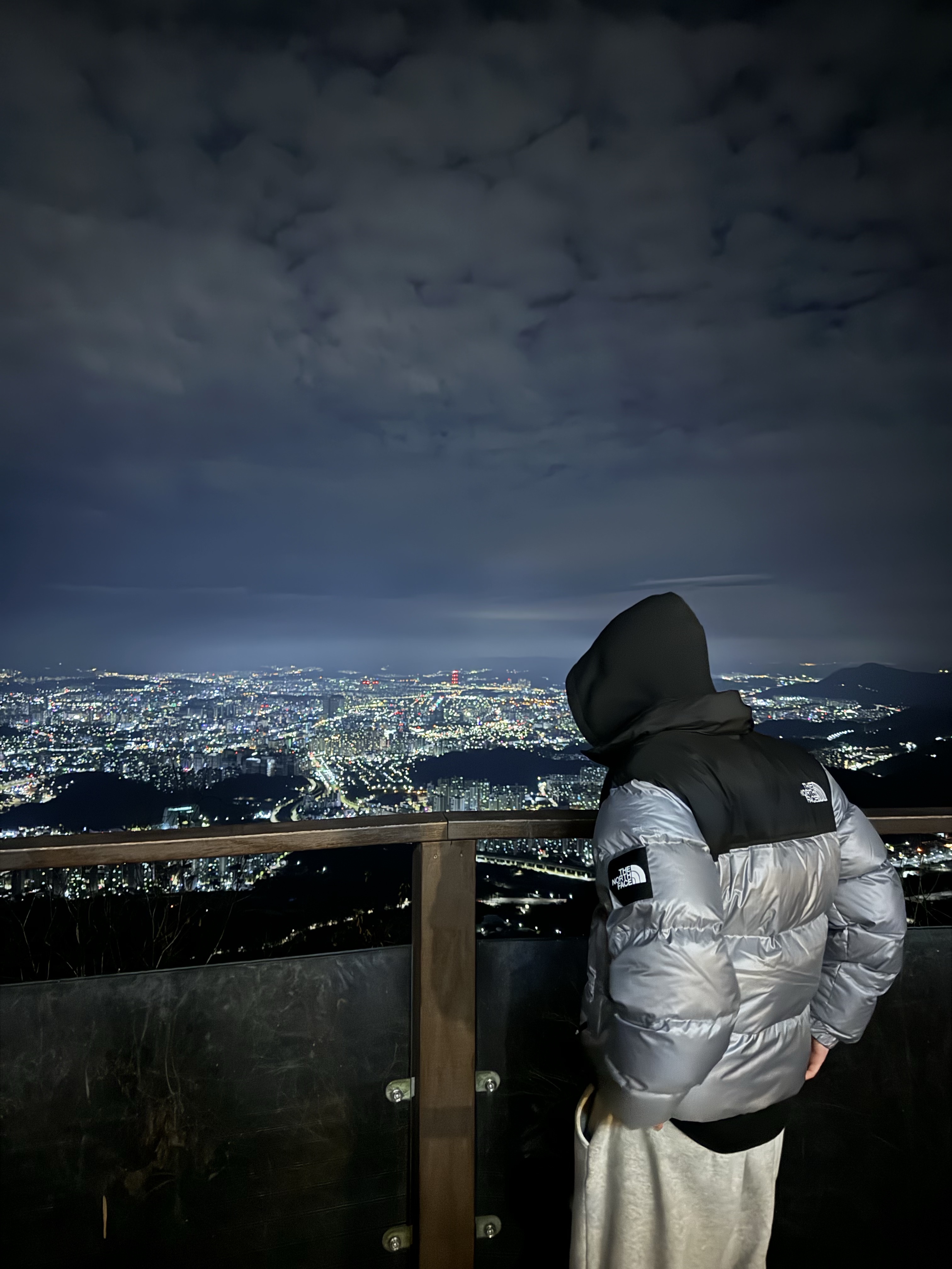 The North Face White Label Novelty Nuptse Down Jacket Heather Gray 착용 스타일 - 2