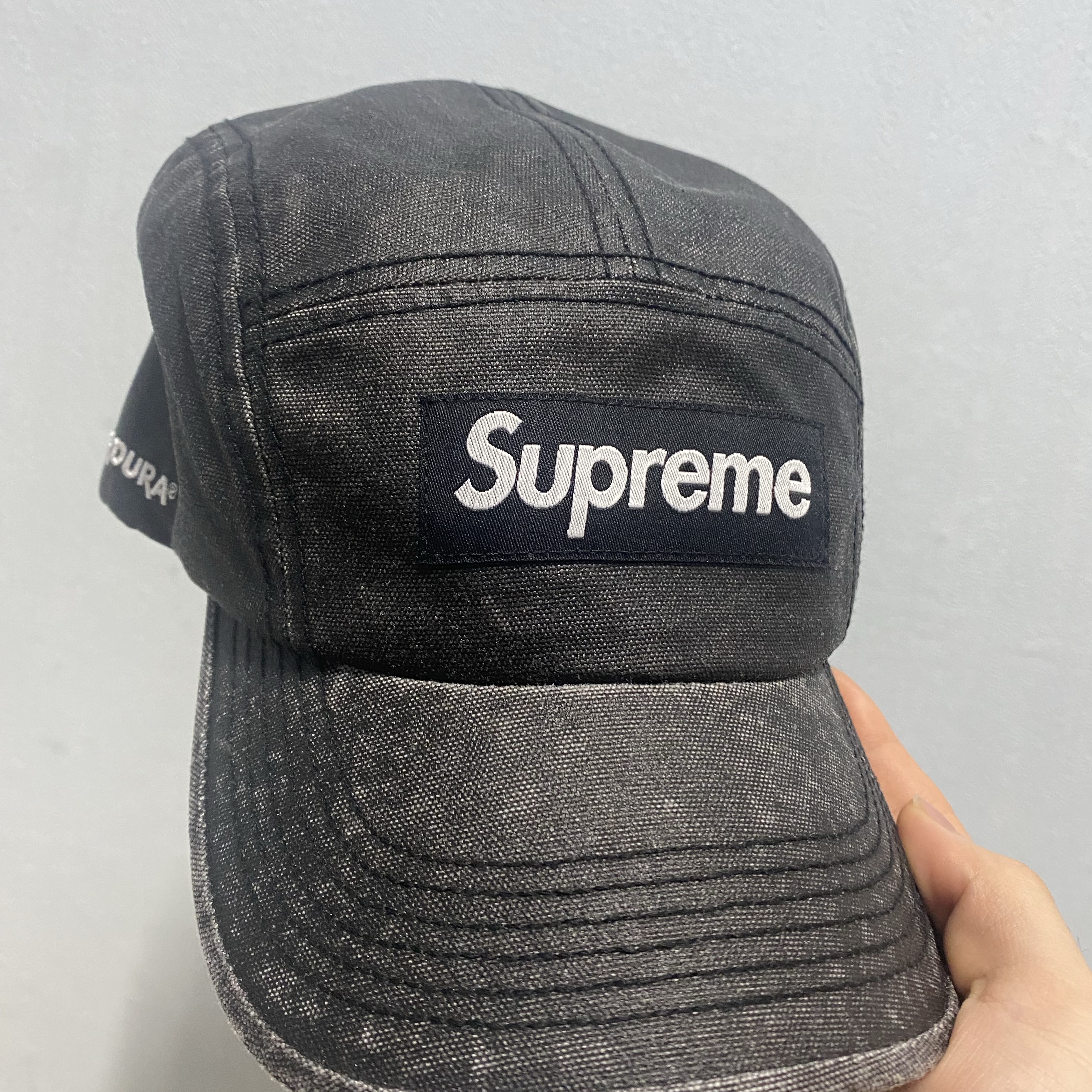 Supreme Washed Cordura Camp Cap Black - 22FW 착용 스타일