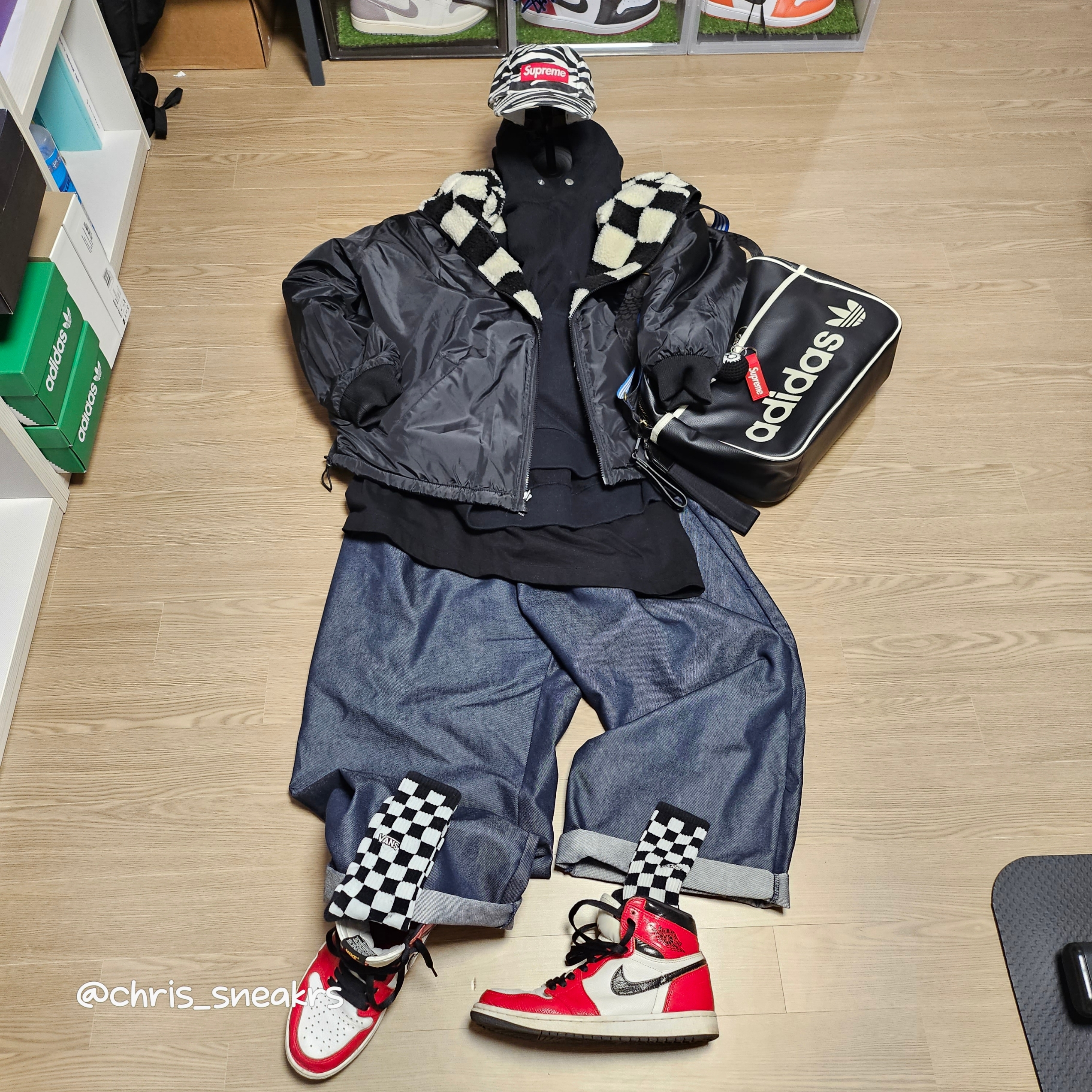 Supreme Washed Chino Twill Camp Cap Zebra - 22FW, Jordan x A Ma Maniere Jacquard Hoodie Black - Asia 착용 스타일 - 2