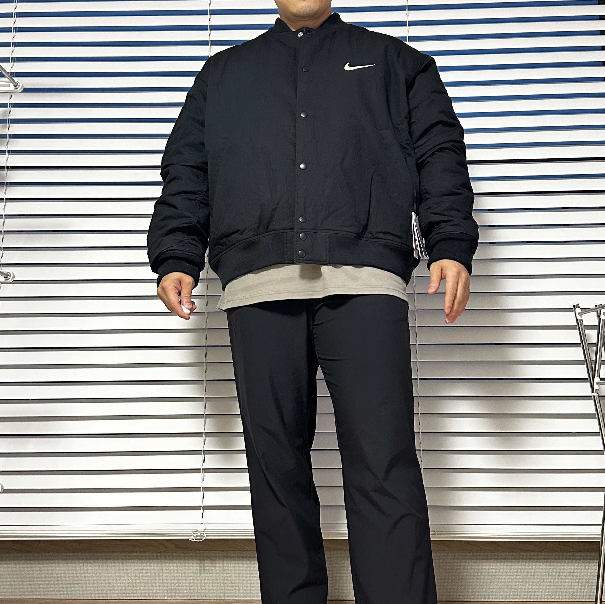 Nike x Stussy Reversible Jacket Black (FJ9153-010), Nike x Stussy Full Zip Washed Fleece Hoodie Black (FJ9175-010) 착용 스타일 - 2