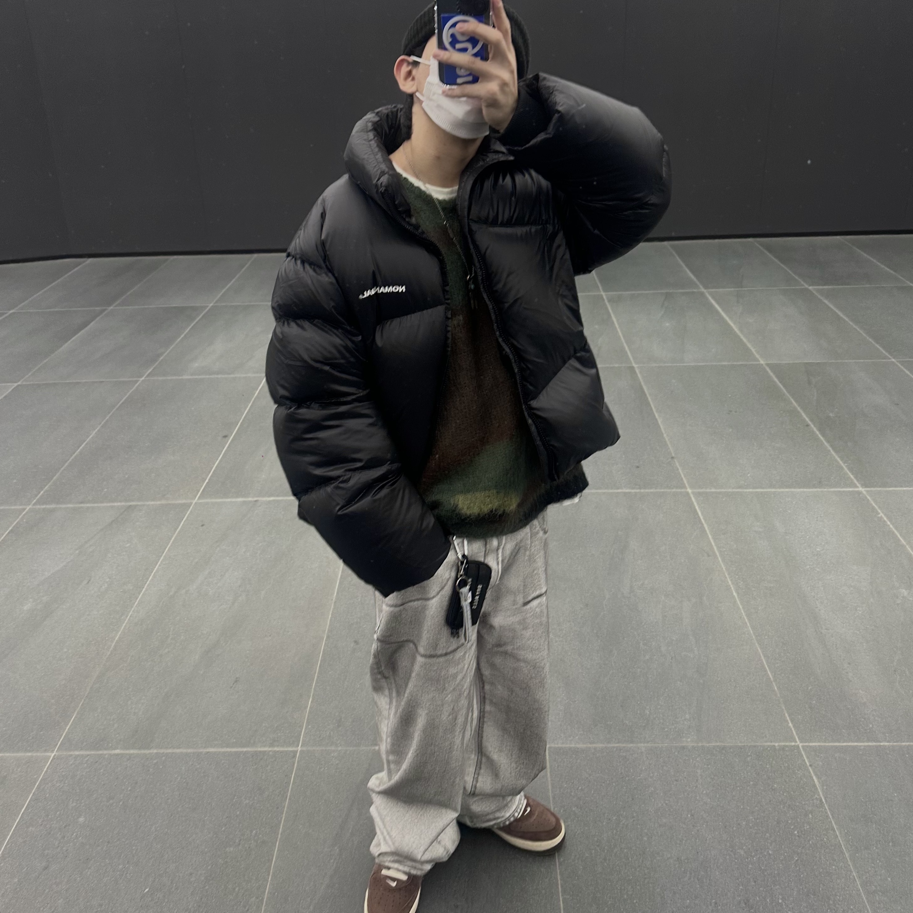 Supreme x Comme des Garcons Junya Watanabe Man Brushed Camo Sweater Olive - 21FW, Human Made Military Card Case Black 착용 스타일