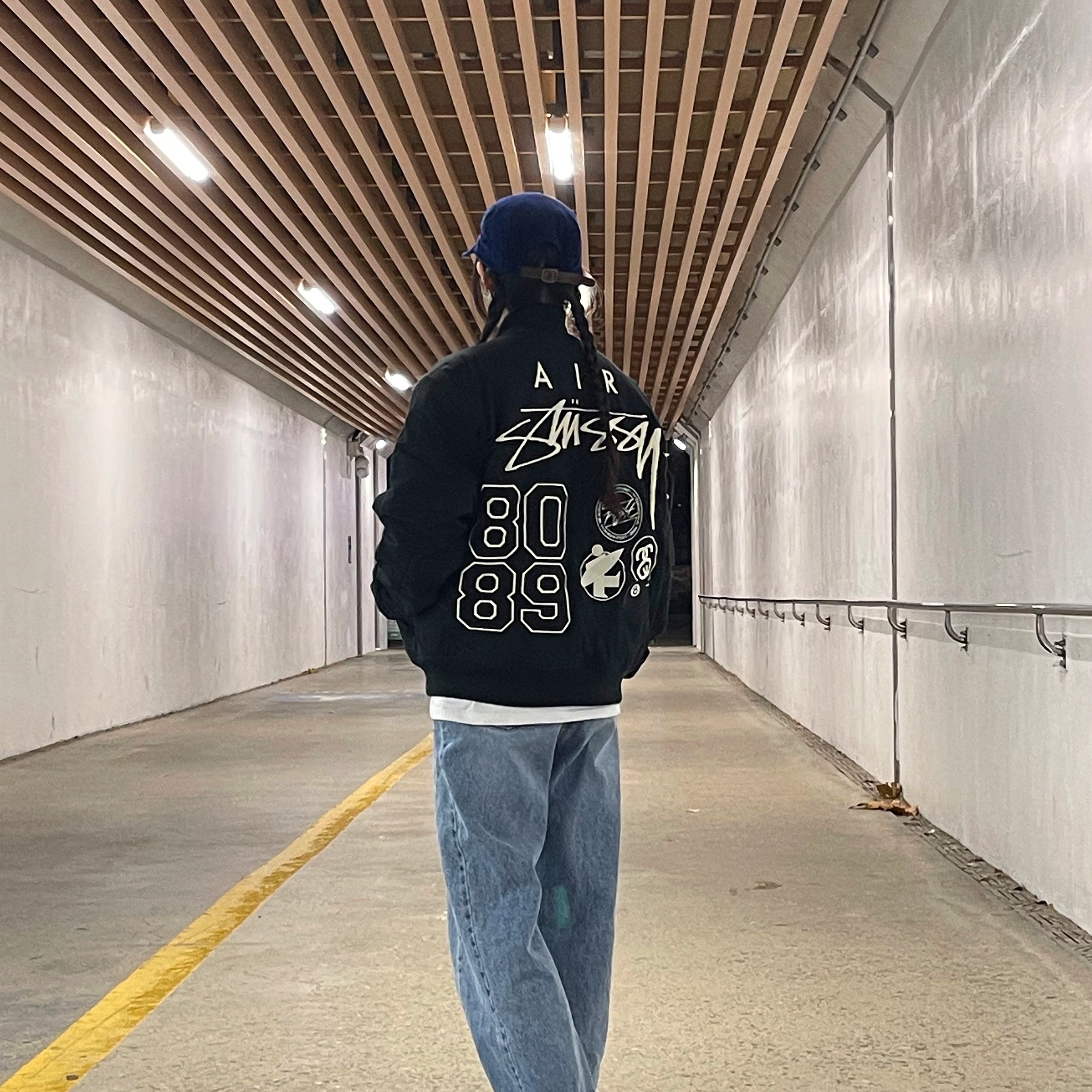 Nike x Stussy Reversible Jacket Black (FJ9153-010), Supreme Corduroy Camp Cap Navy - 23FW 착용 스타일