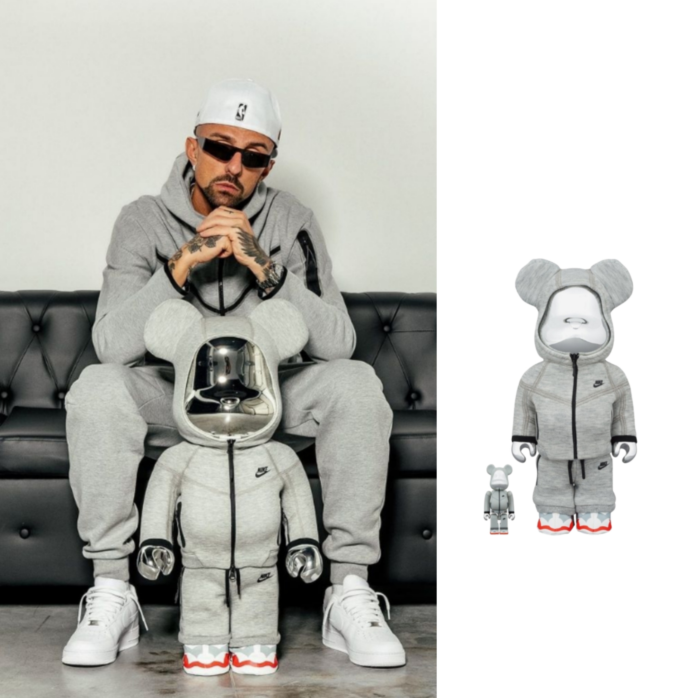 Bearbrick x Nike Tech Fleece N98 100% & 400& Set 착용 스타일 - 1