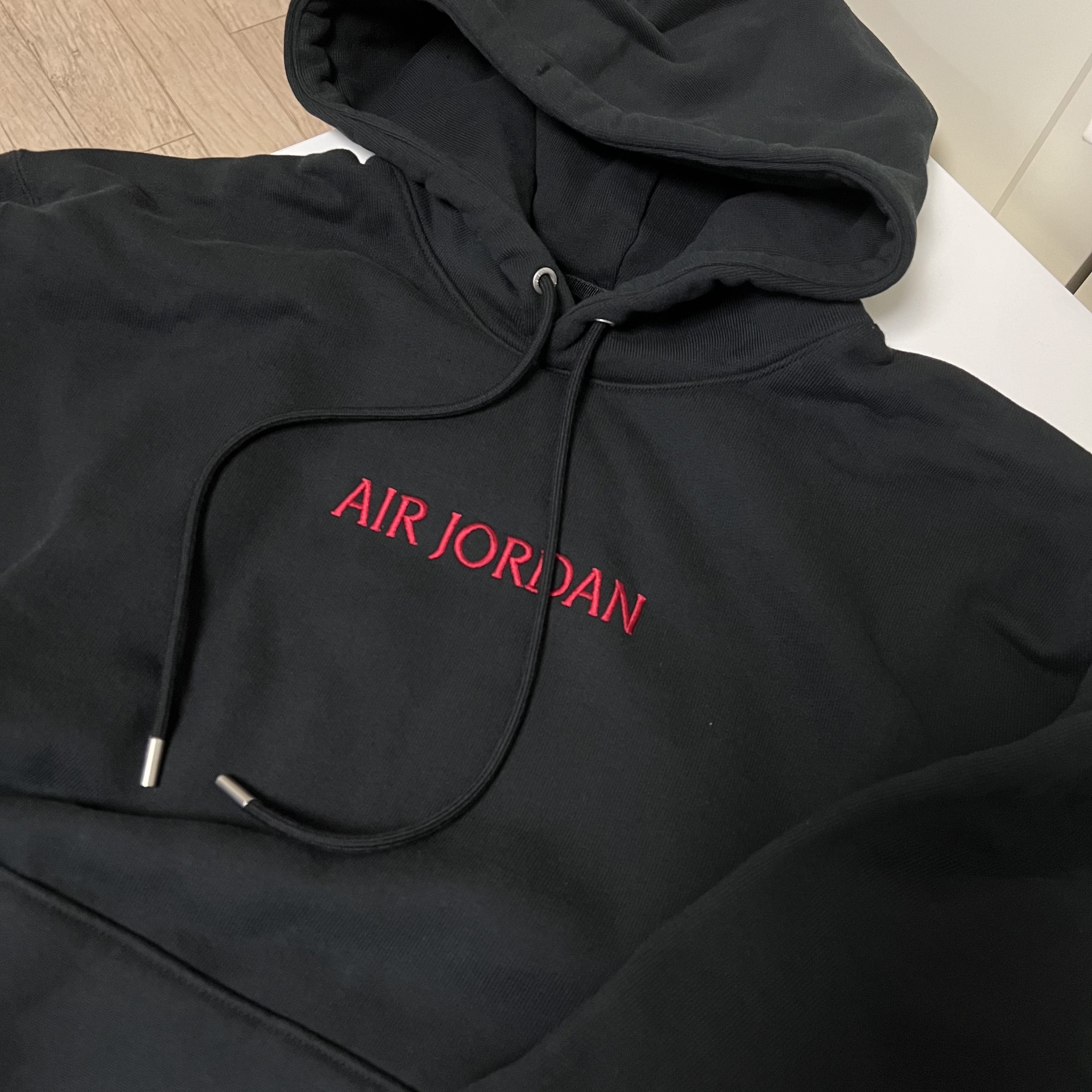Jordan Wordmark Fleece Hoodie Black - Asia 착용 스타일