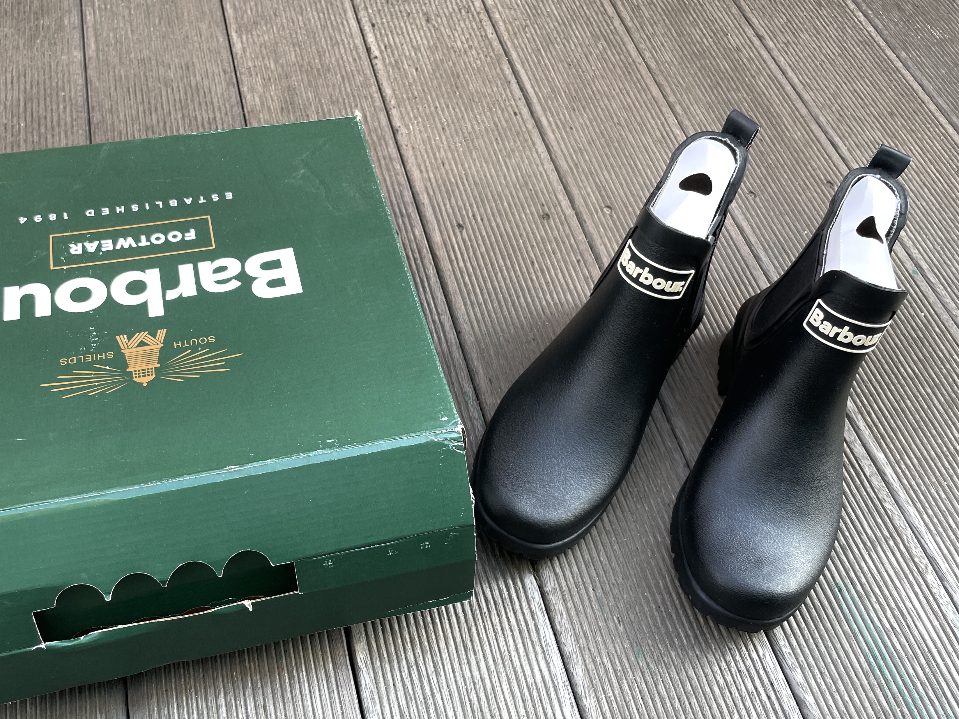 (W) Barbour Wilton Wellingtons Boots Black 착용 스타일