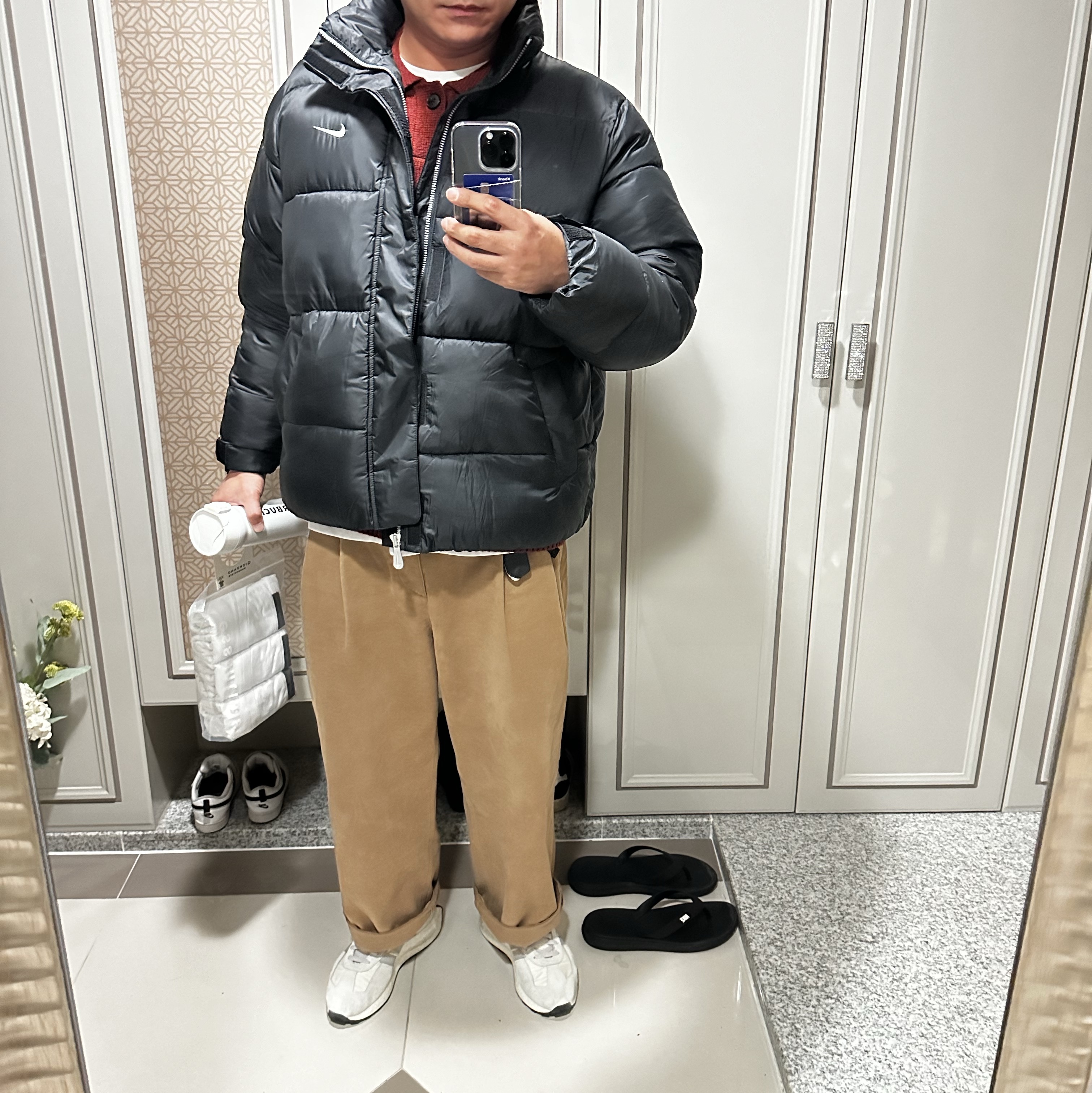 Nike Life Therma-Fit Puffer Jacket Black - Asia 착용 스타일
