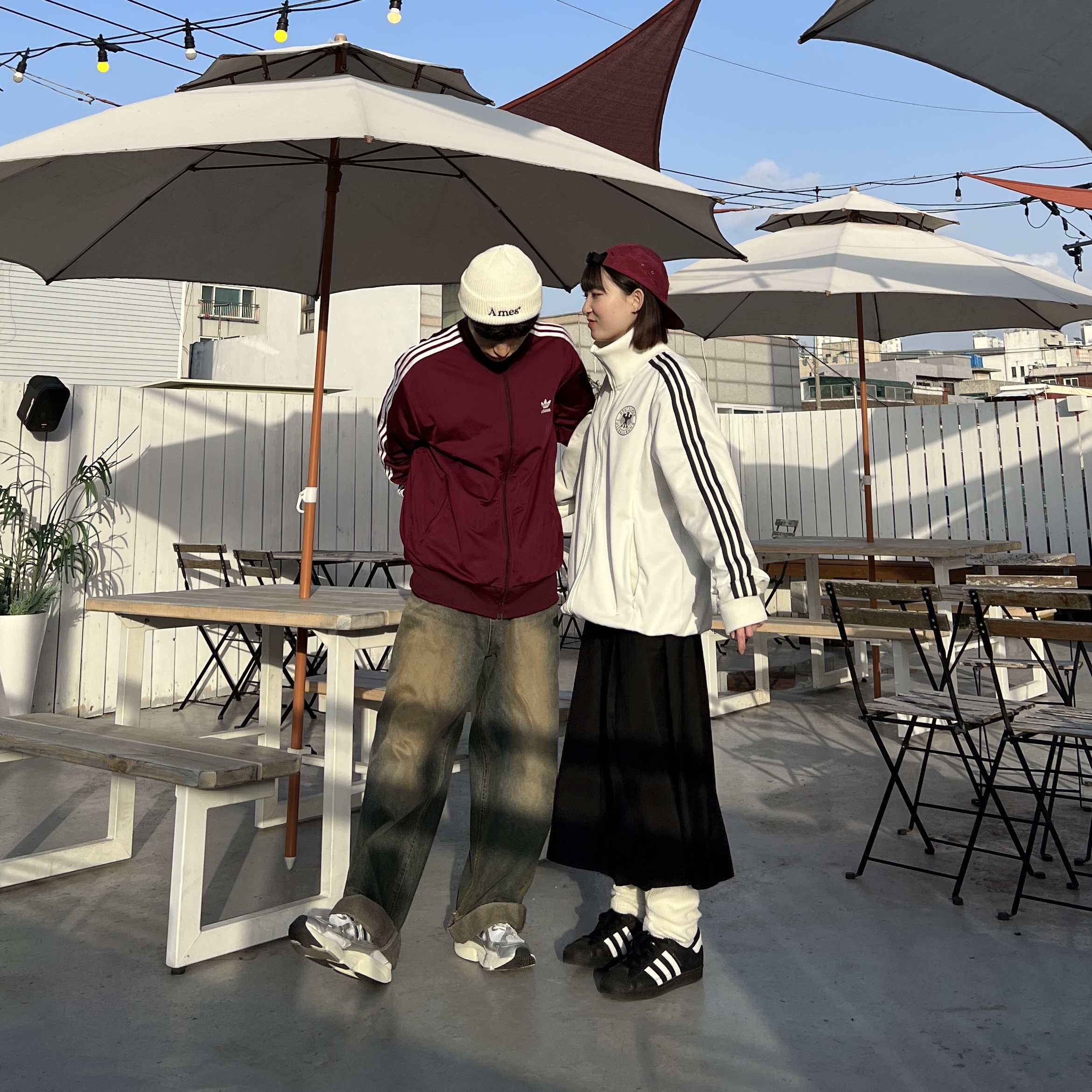 Adidas Superstar Core Black White, Adidas Originals Beckenbauer Track Jacket Maroon - KR Sizing 착용 스타일 - 2