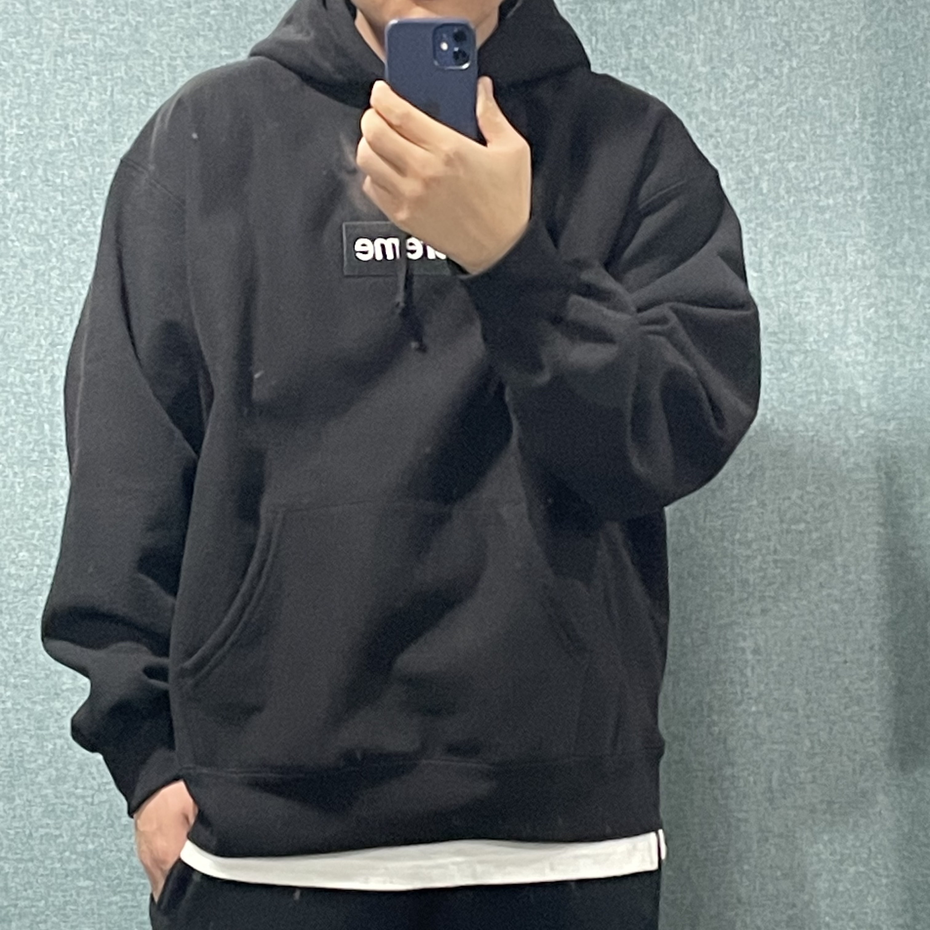 Supreme Box Logo Hooded Sweatshirt Black - 23FW 착용 스타일