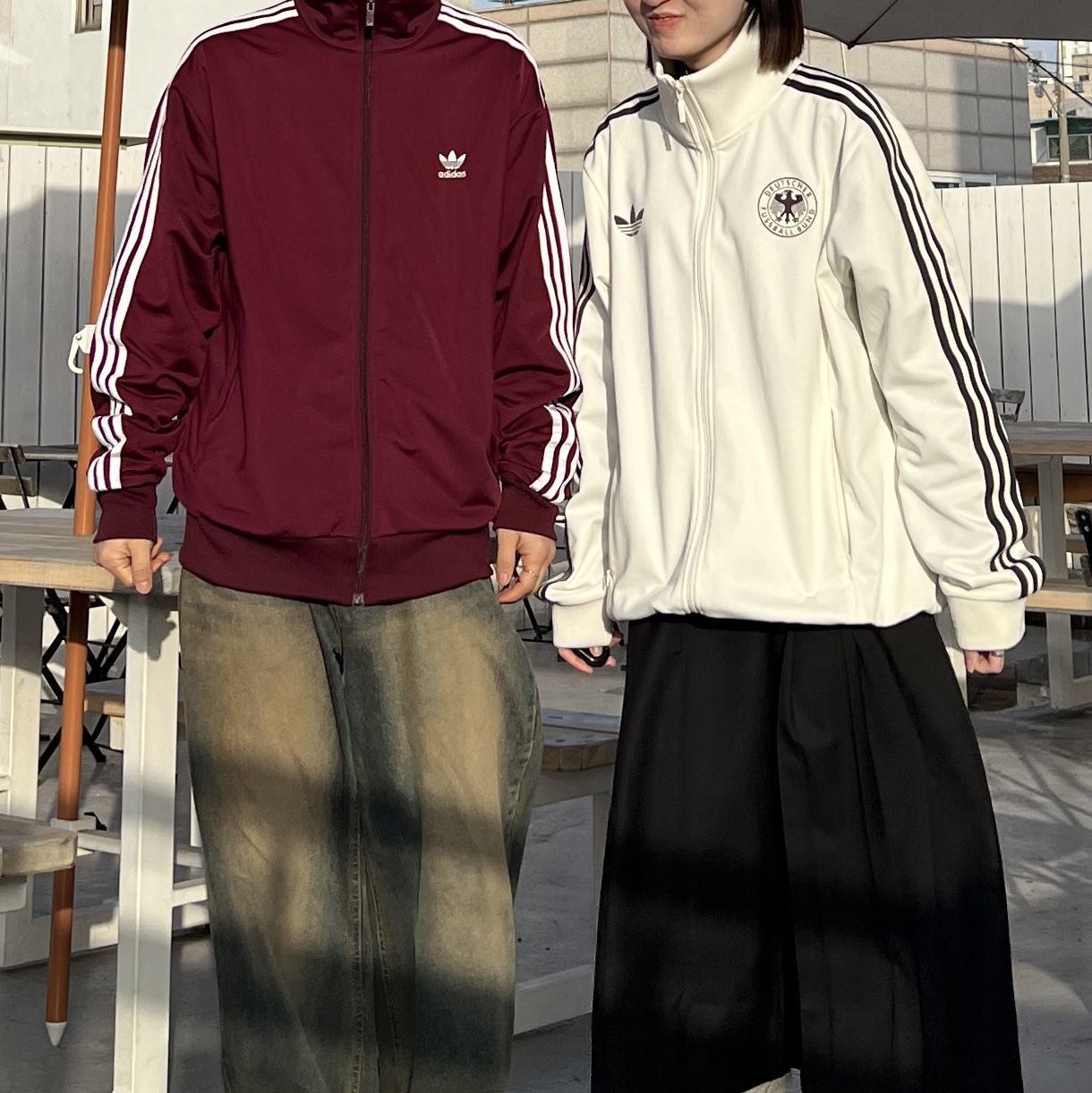 Adidas Superstar Core Black White, Adidas Originals Beckenbauer Track Jacket Maroon - KR Sizing 착용 스타일 - 4