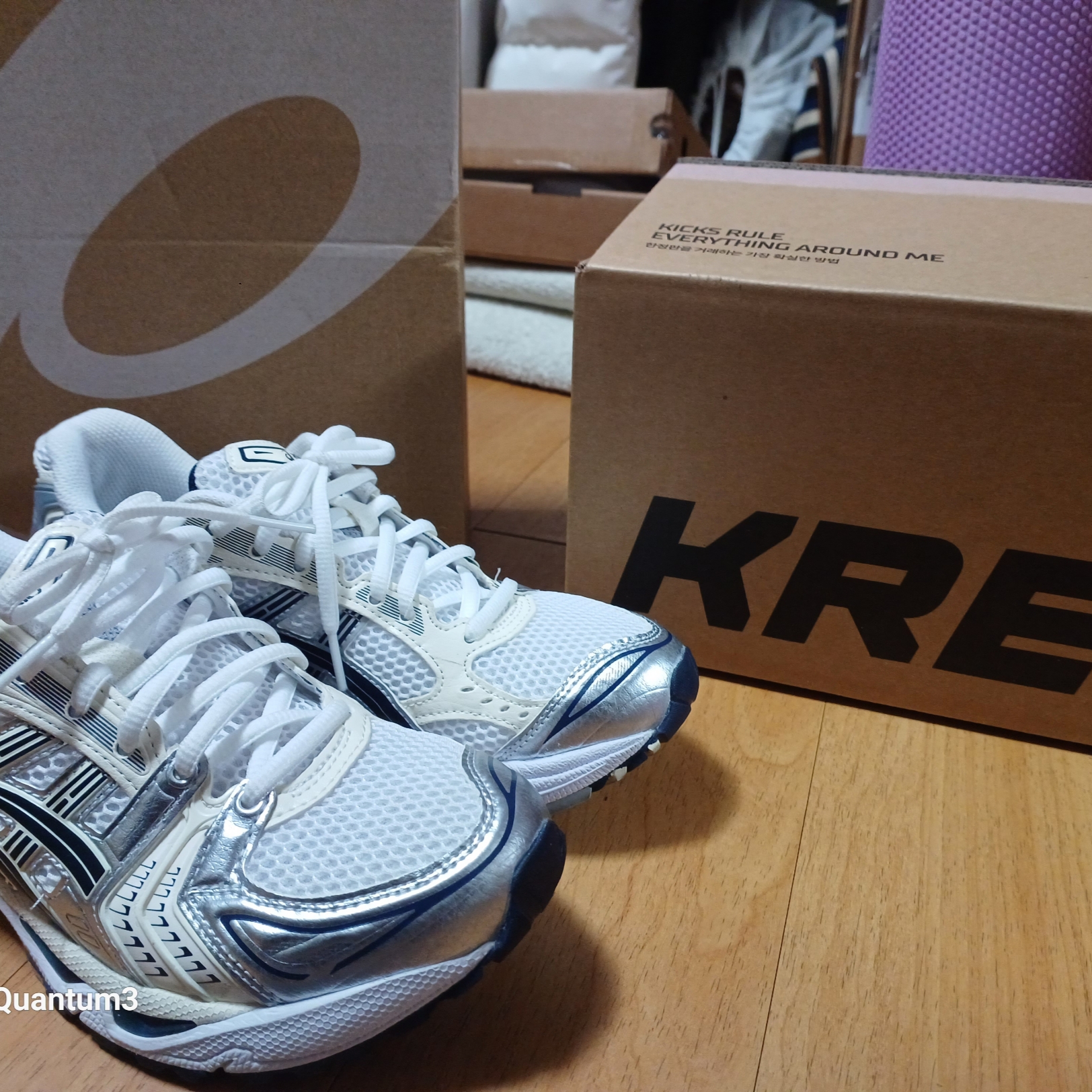 (W) Asics Gel-Kayano 14 White Midnight 착용 스타일 - 1