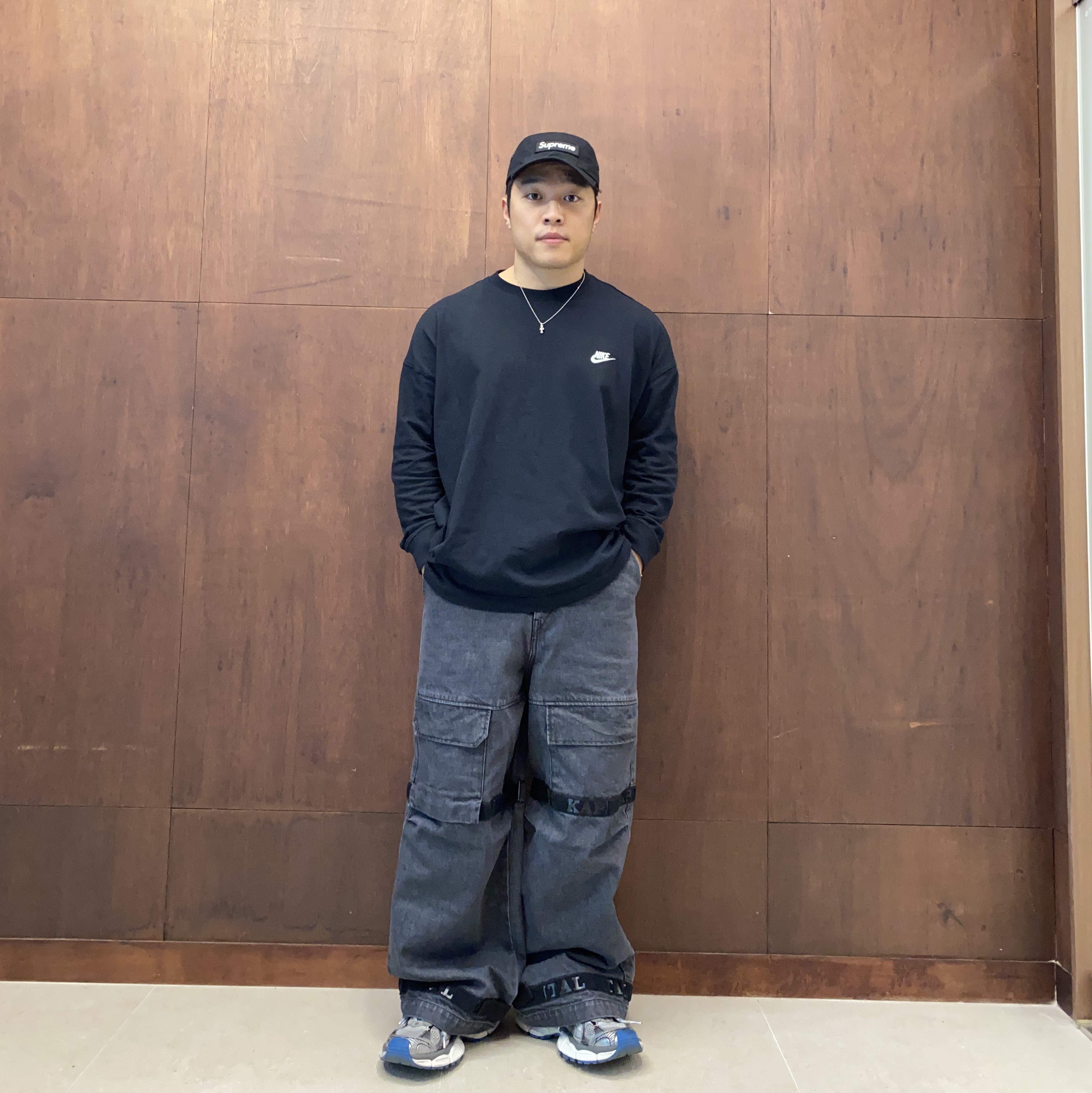 Kapital 14 oz. Black X Kinari Denim Nouvelle Shuttle Pants Black 착용 스타일 - 3