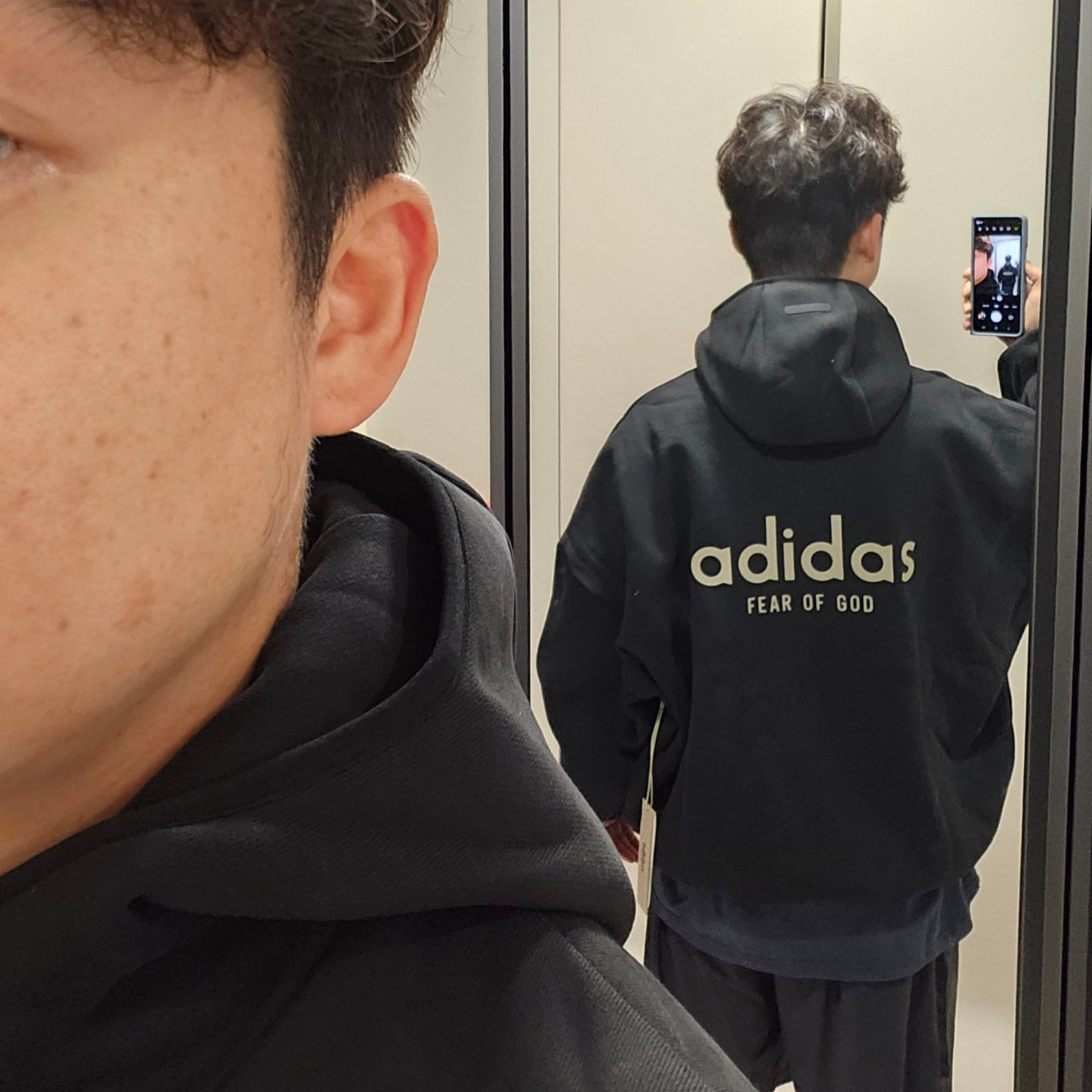 Adidas x Fear of God Athletics Heavy Fleece Hoodie Black - KR Sizing 착용 스타일 - 3