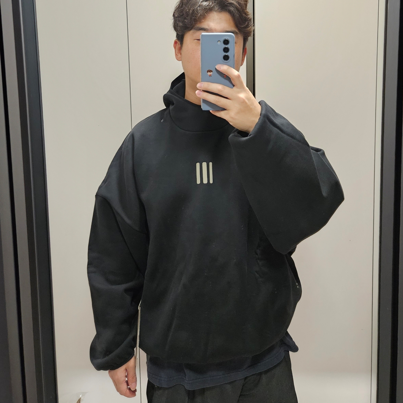 Adidas x Fear of God Athletics Heavy Fleece Hoodie Black - KR Sizing 착용 스타일 - 1
