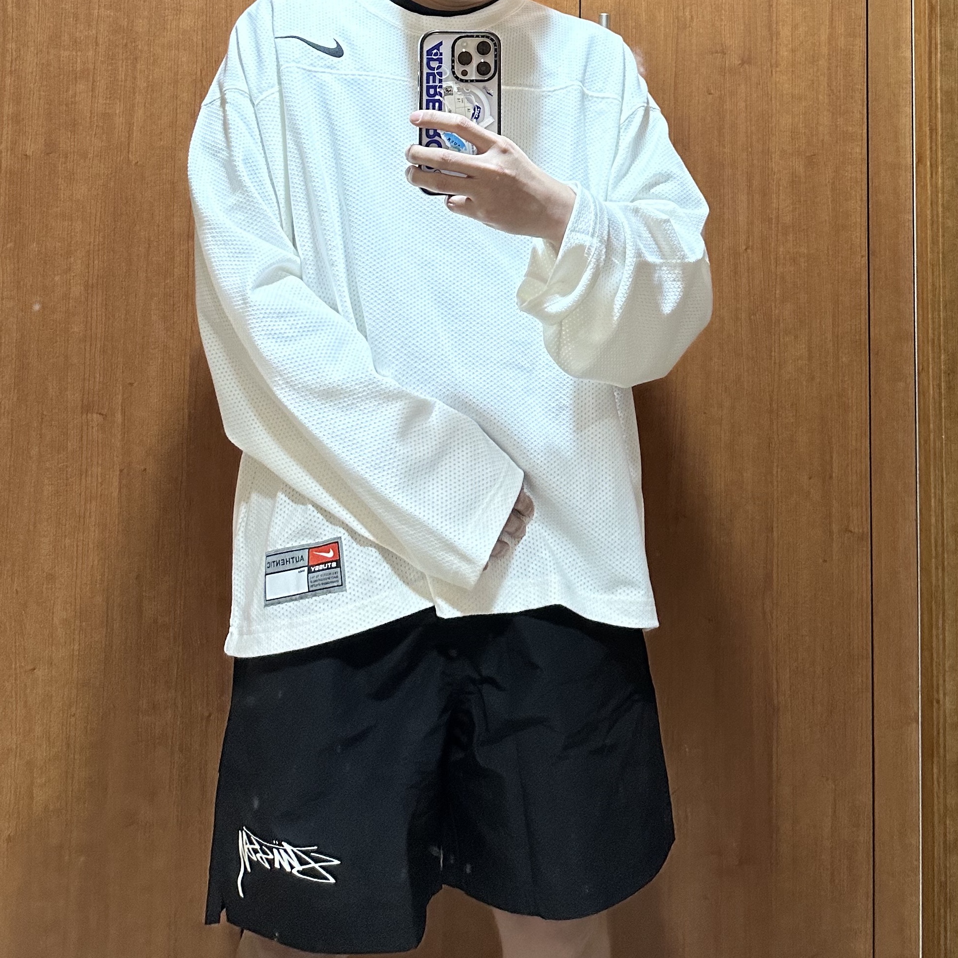 Nike x Stussy Long Sleeve Top Sail (FJ9164-133), Nike x Stussy Shorts Black (FJ9167-010) 착용 스타일 - 1