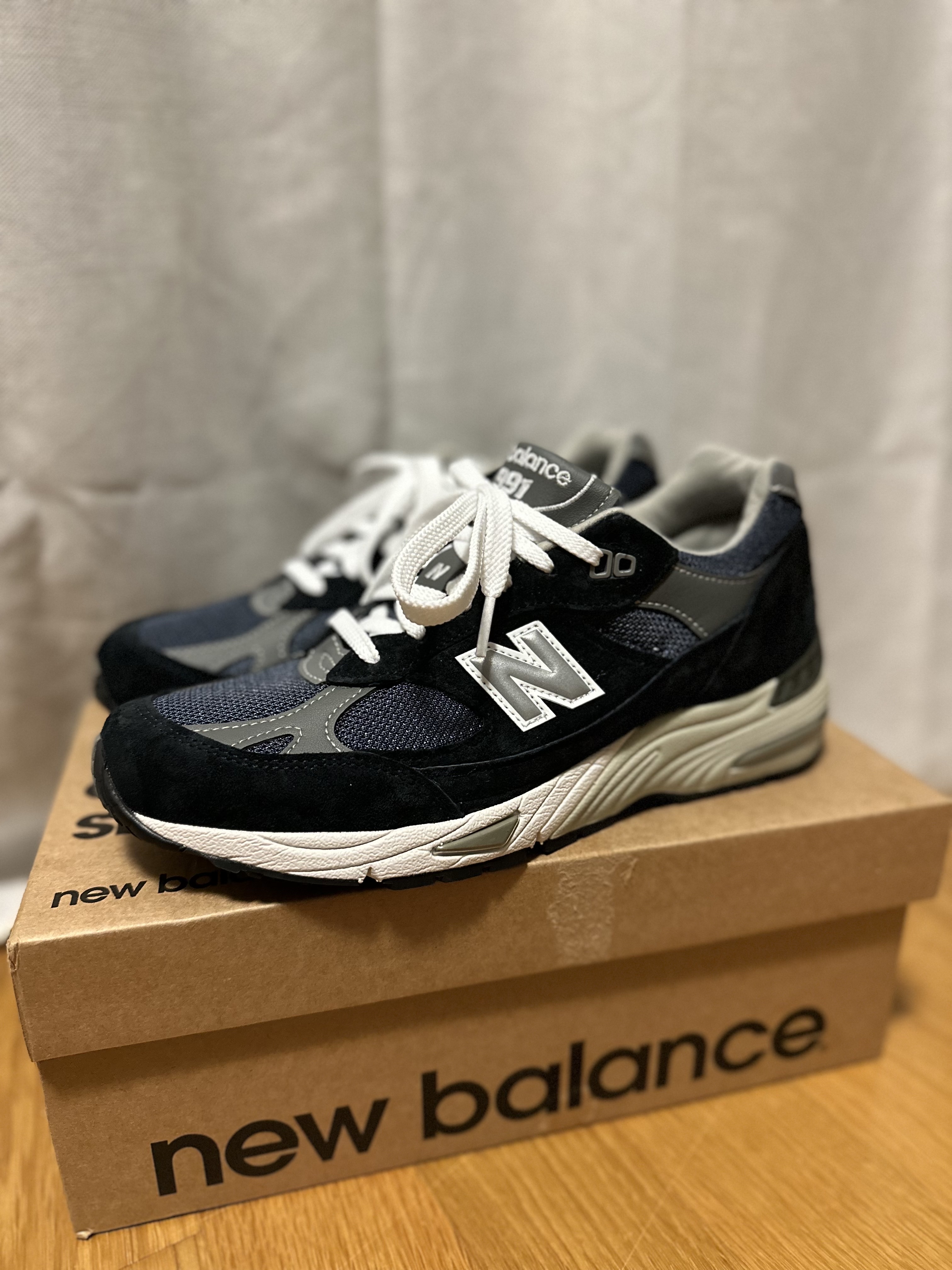 New Balance 991 Made in UK Navy 착용 스타일 - 2