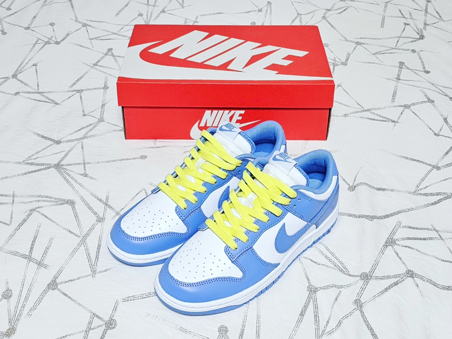 Nike Dunk Low Retro White Polar Blue 착용 스타일 - 1