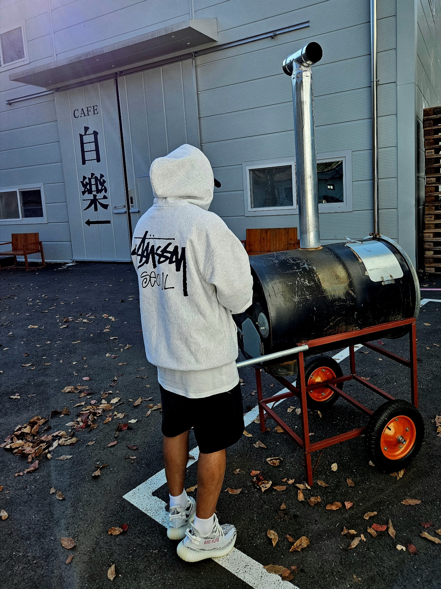 Stussy Stock Seoul Hood Ash Heather 2023 착용 스타일