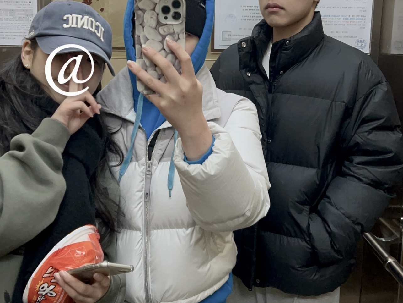 (W) The North Face White Label Novelty Nuptse Down Jacket Ice Gray 착용 스타일 - 2