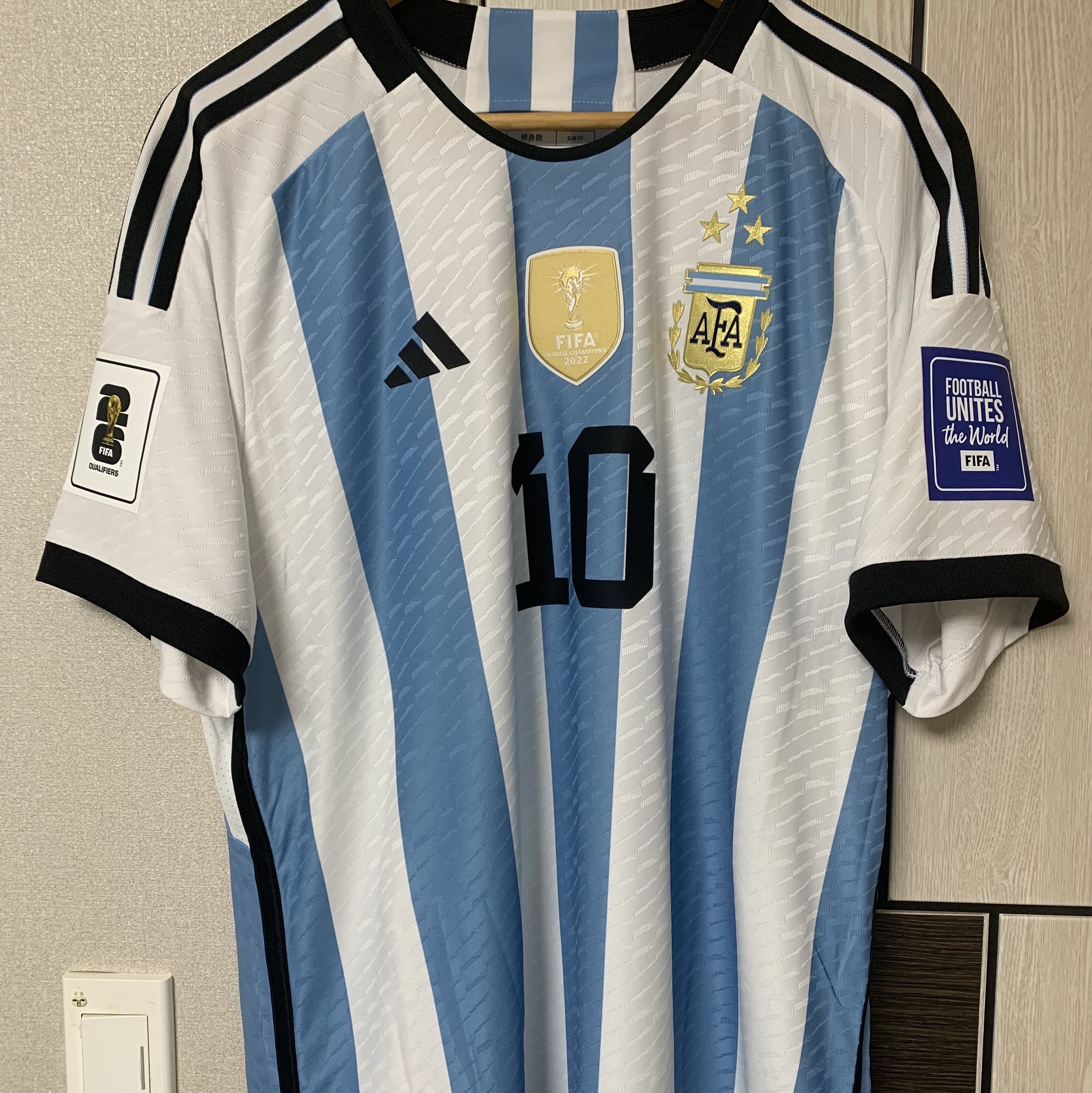 Adidas Argentina 2022 3 Star Home Authentic Jersey White Light Blue - KR Sizing (Non Marking Ver.) 착용 스타일 - 3