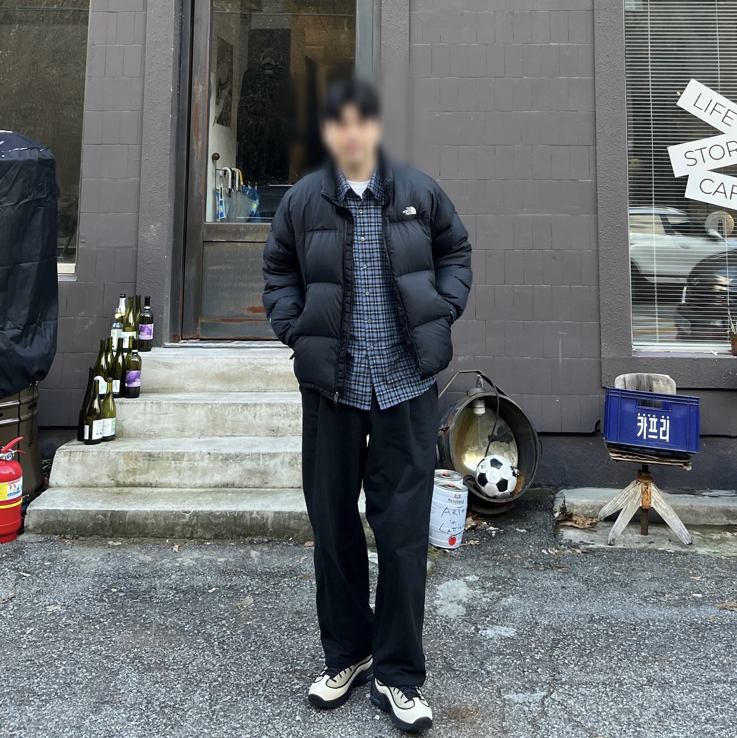 Nike x Stussy Air Penny II Rattan and Limestone, Our Legacy Above Shirt Cantrell Check 착용 스타일