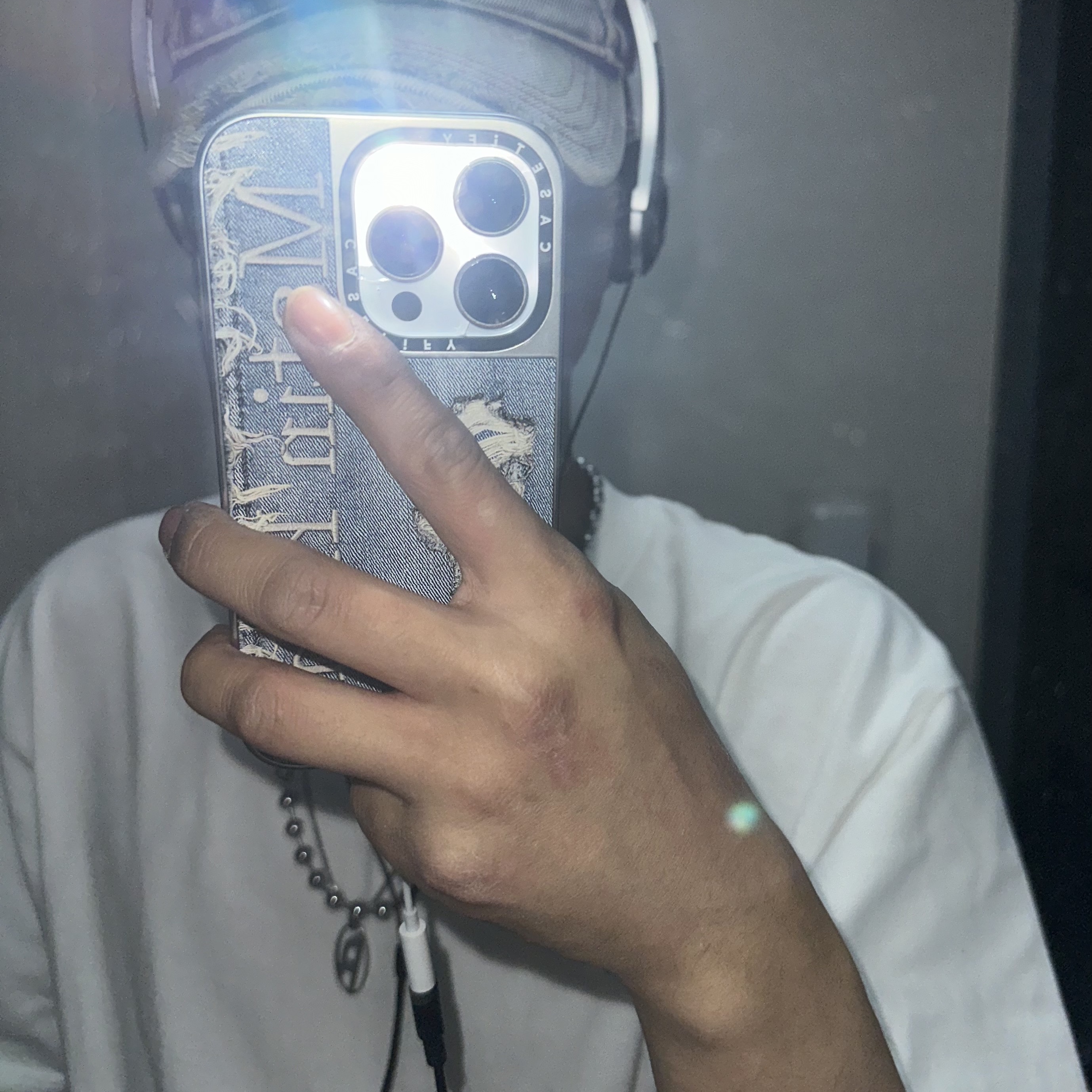 Casetify x Matin Kim iPhone Destroyed Denim Magsafe Mirror Case Silver, Diesel Dx1342 Stainless Steel Pendant Necklace Silver 착용 스타일