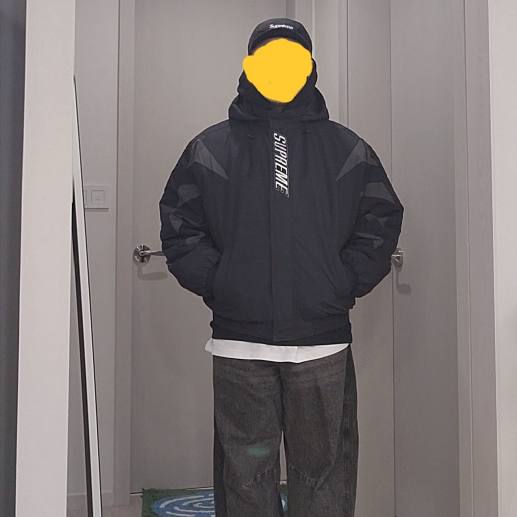 Supreme Wildcat Sideline Puffer Jacket Black - 23FW 착용 스타일 - 2