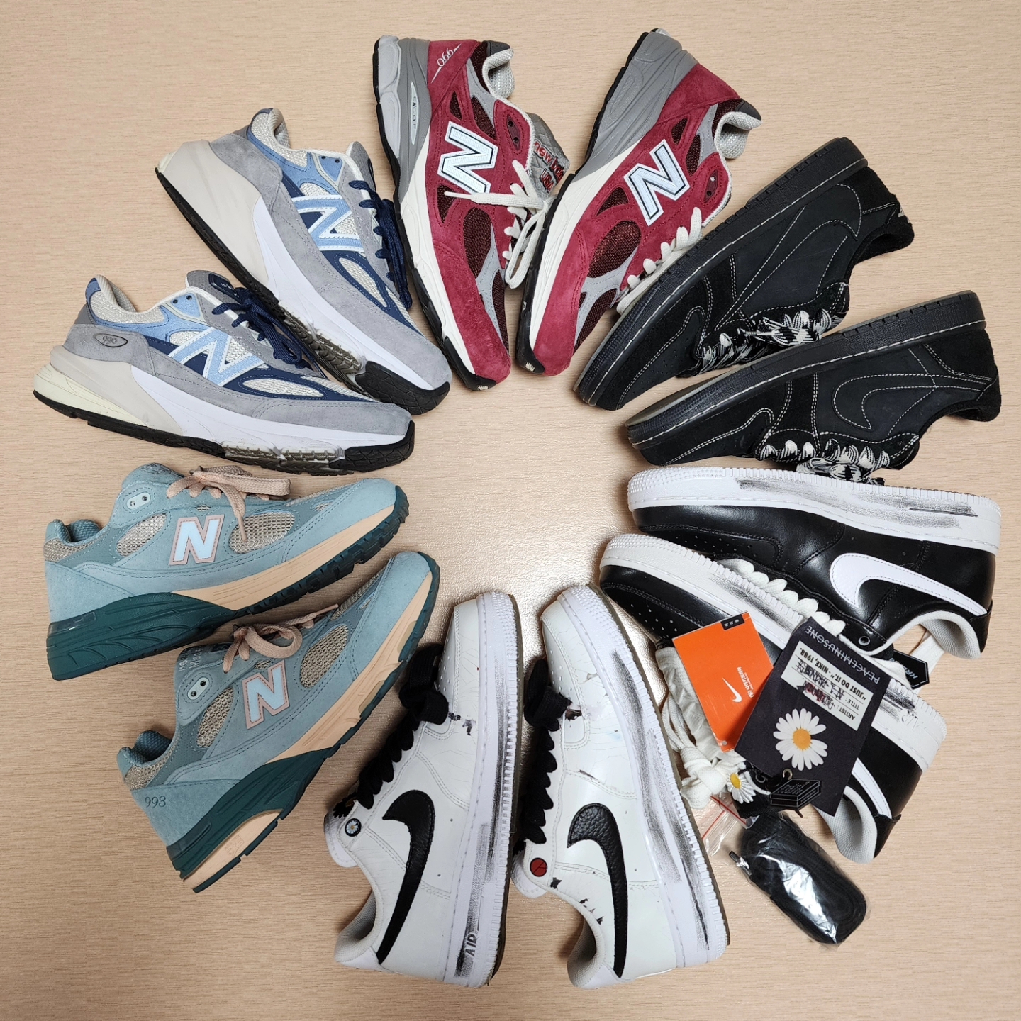 Nike x Peaceminusone Air Force 1 Low Para-Noise, New Balance x Joe Freshgoods 993 Made in USA Arctic Blue 착용 스타일 - 1