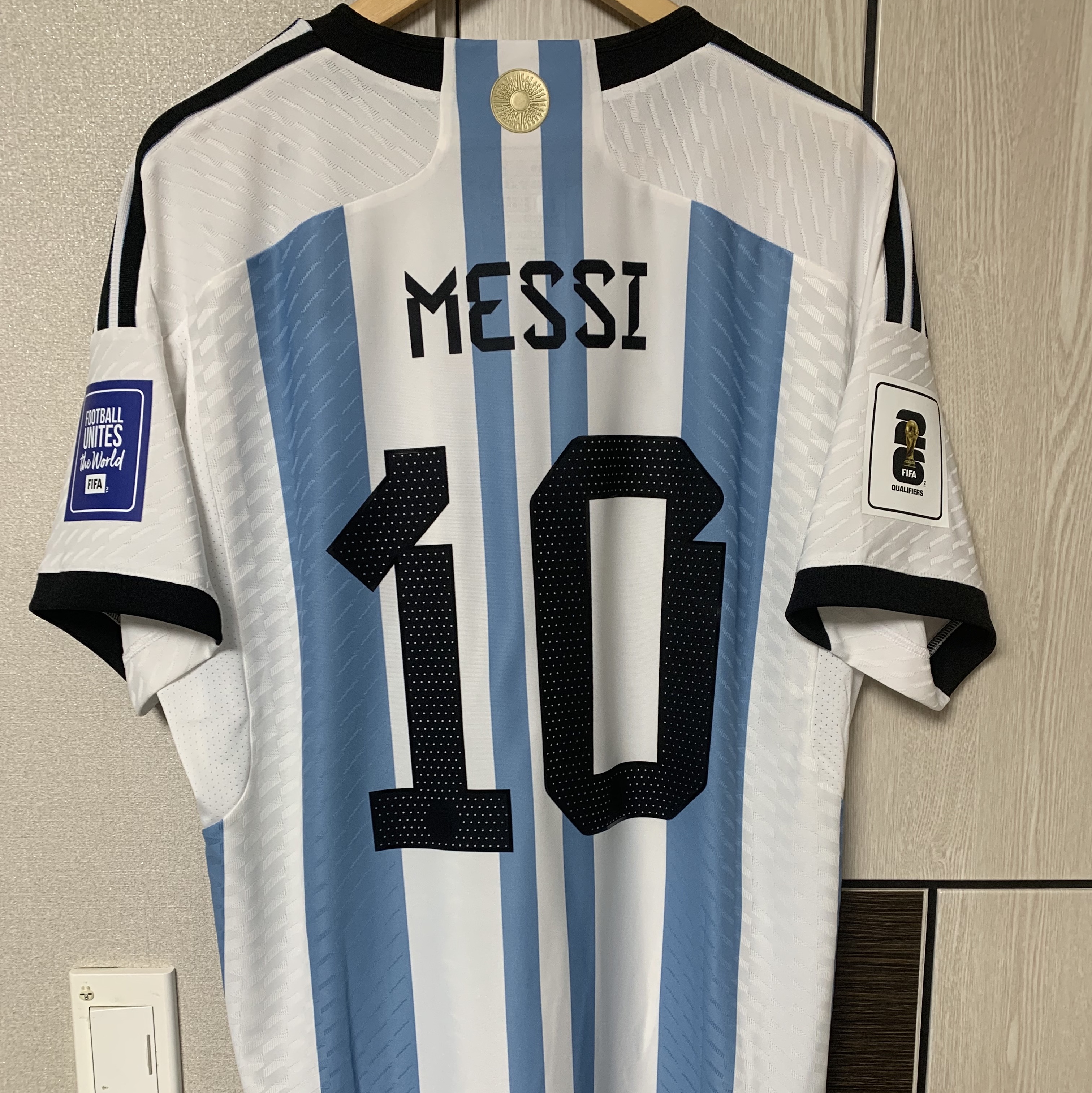 Adidas Argentina 2022 3 Star Home Authentic Jersey White Light Blue - KR Sizing (Non Marking Ver.) 착용 스타일 - 4