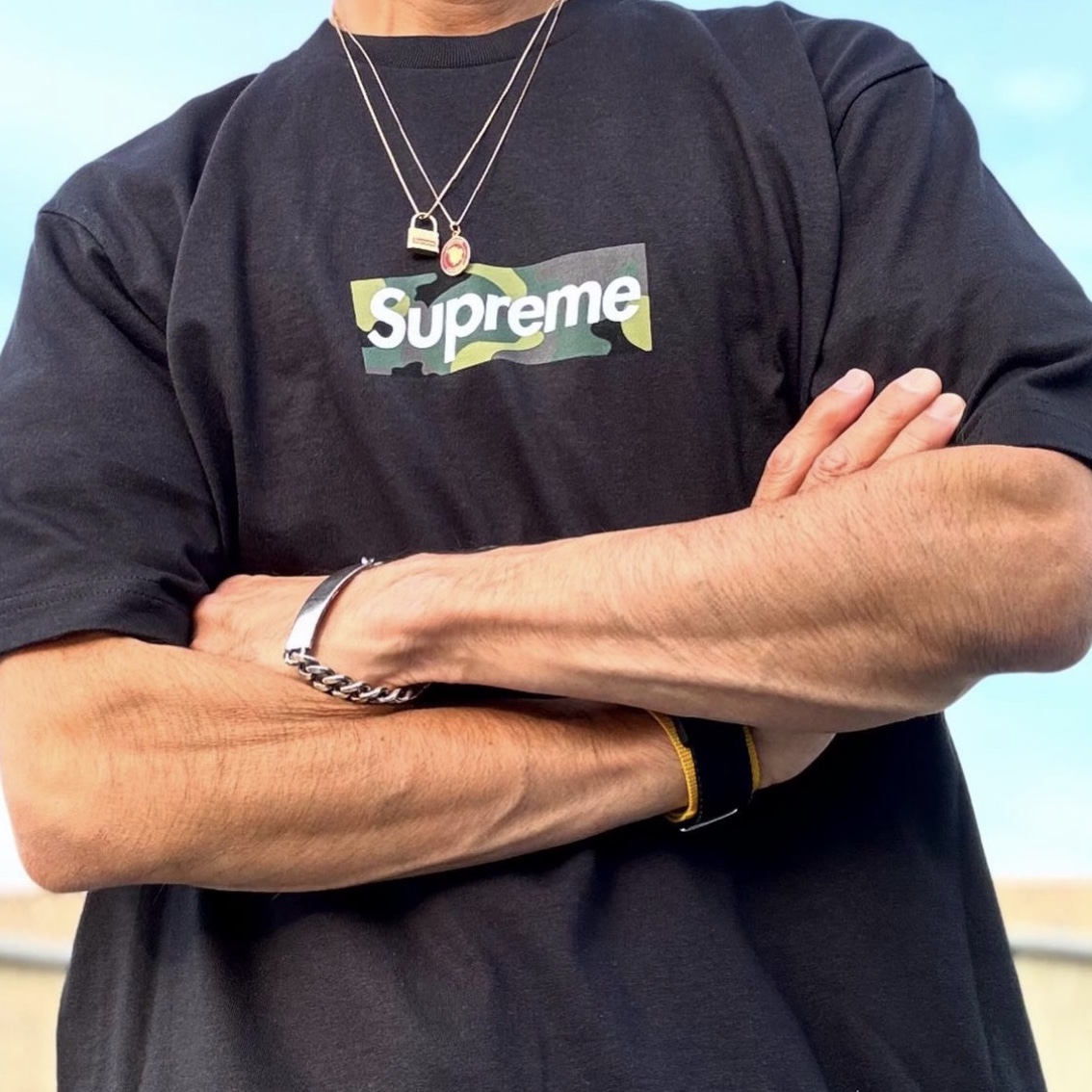 Supreme Box Logo T-Shirt Black - 23FW 착용 스타일