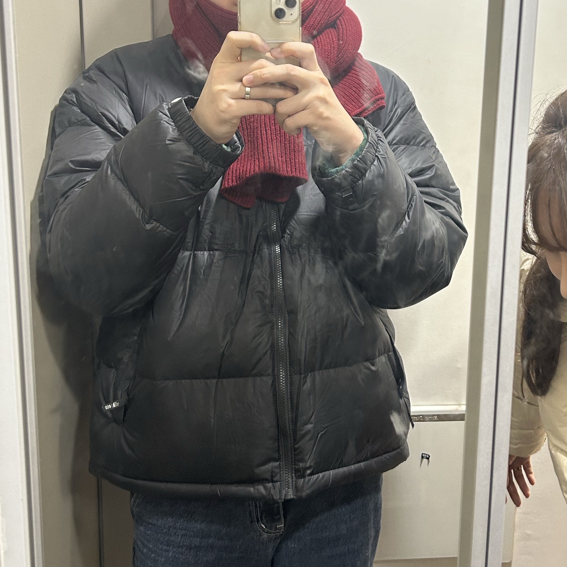 The North Face 1996 Retro Nuptse Jacket Black 착용 스타일
