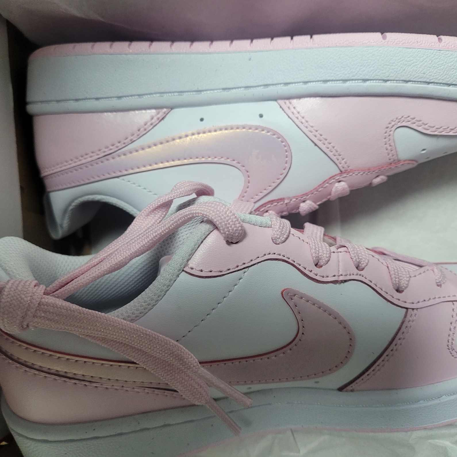 (GS) Nike Court Borough 2 SE White Pink Foam 착용 스타일