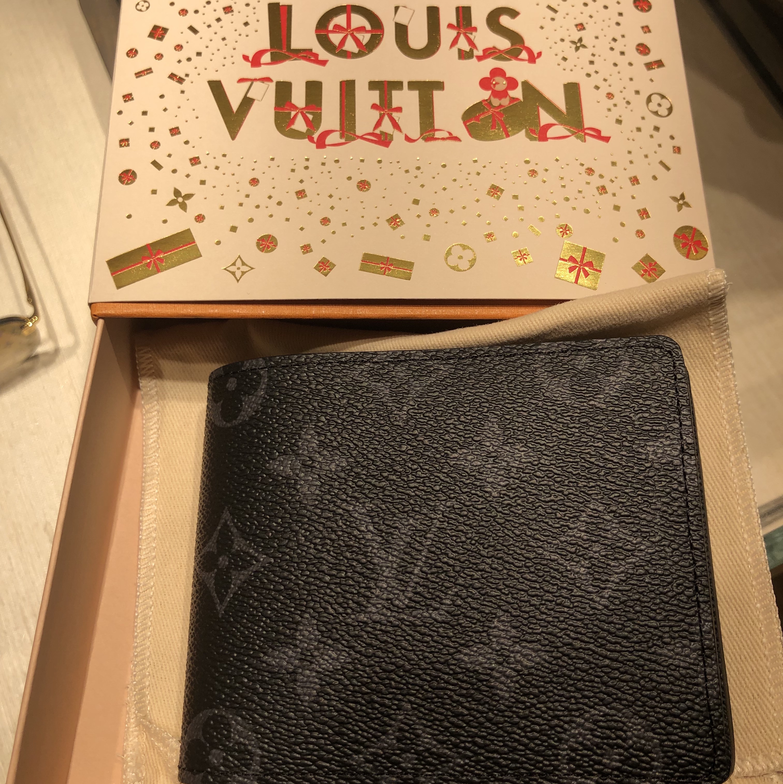 Louis Vuitton Slender Wallet Monogram Eclipse 착용 스타일