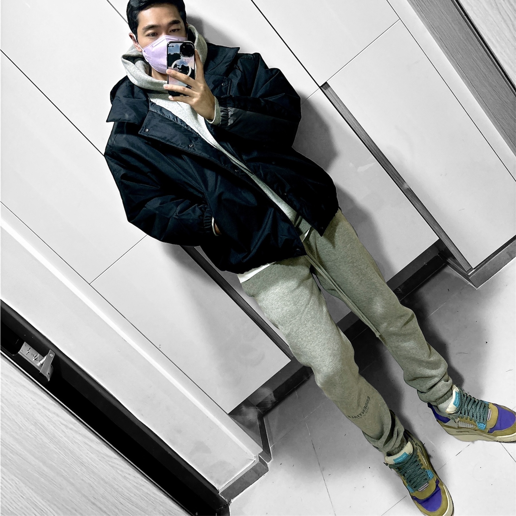 Nike Solo Swoosh Puffer Black - Asia, Jordan 4 x Union Retro SP Desert Moss 착용 스타일