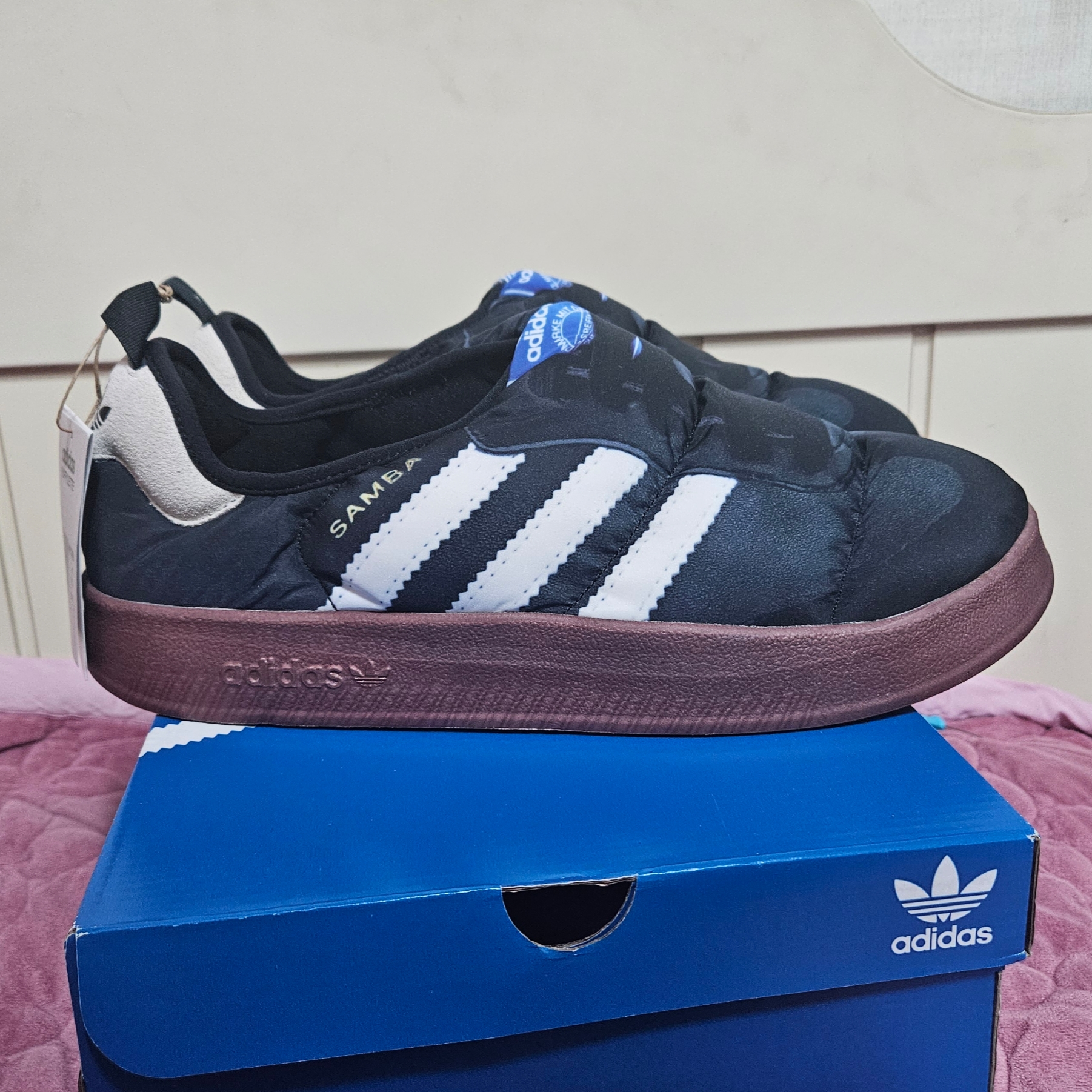Adidas Puffylette Samba Core Black 착용 스타일