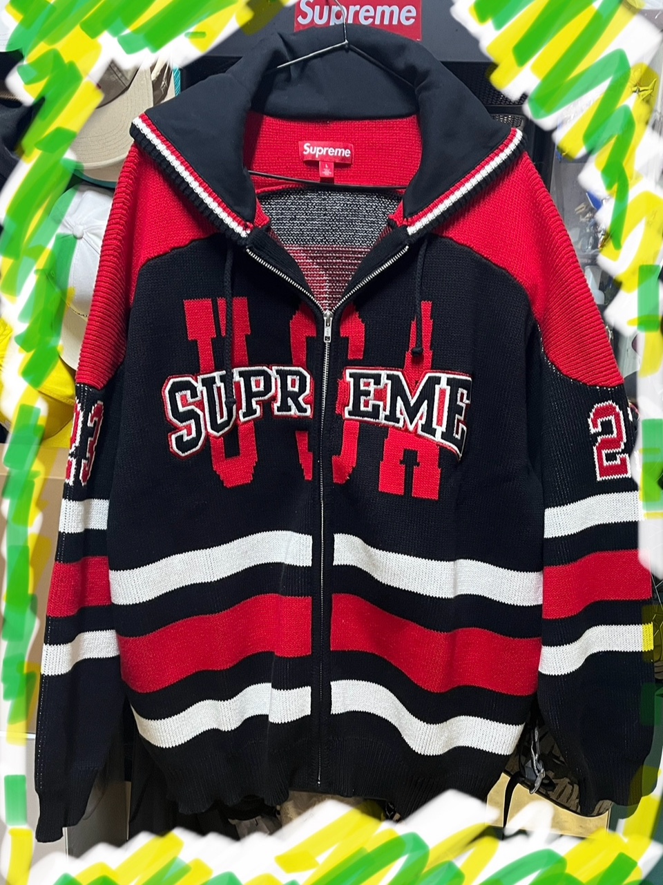 Supreme USA Zip Up Hooded Sweater Black - 23FW 착용 스타일