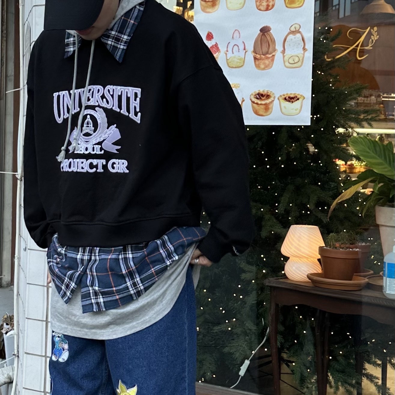 Project G/R 3 Layered Top Black, Undermycar Stuttgart Vintage Washing Ball Cap Black Navy - Atmos Exclusive 착용 스타일 - 1
