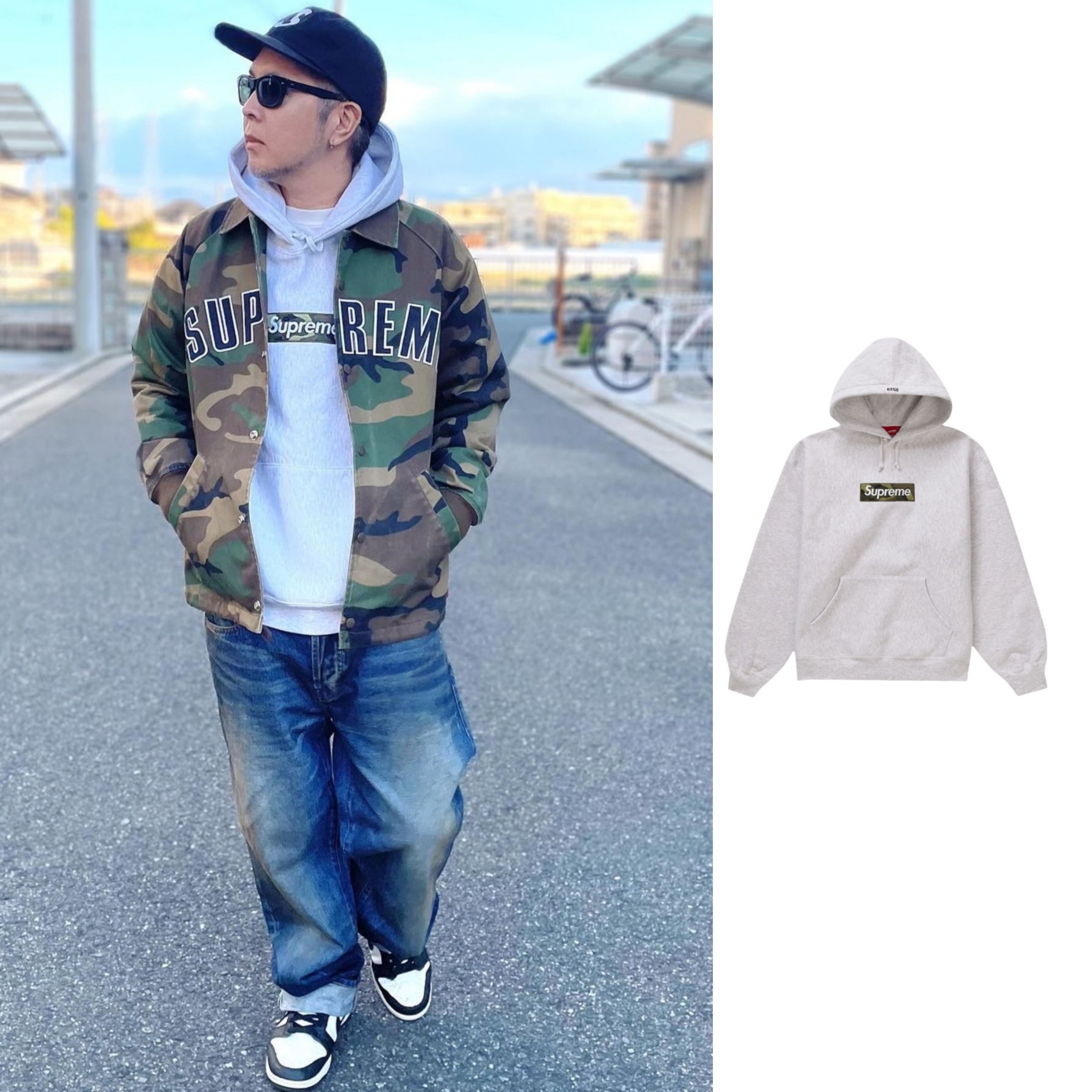 Supreme Box Logo Hooded Sweatshirt Ash Grey - 23FW 착용 스타일