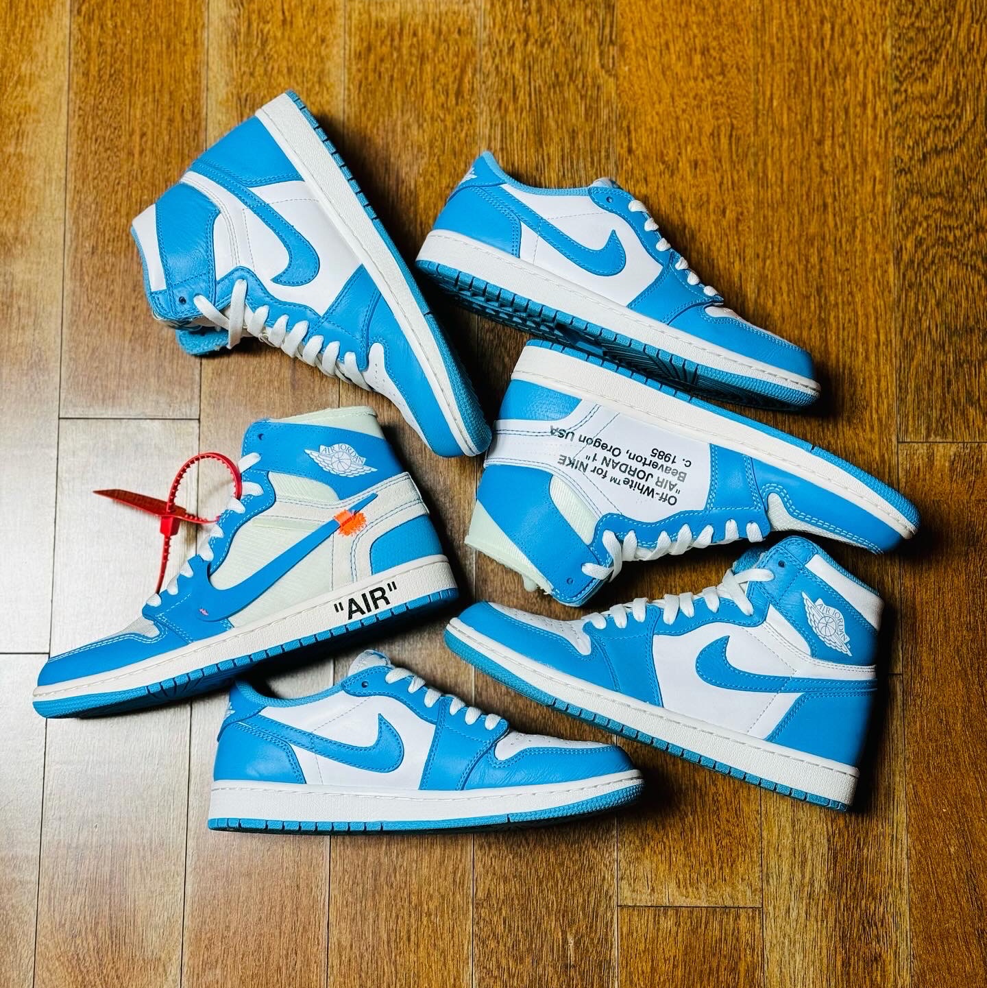 Jordan 1 x Off-White Retro High University Blue 착용 스타일 - 2