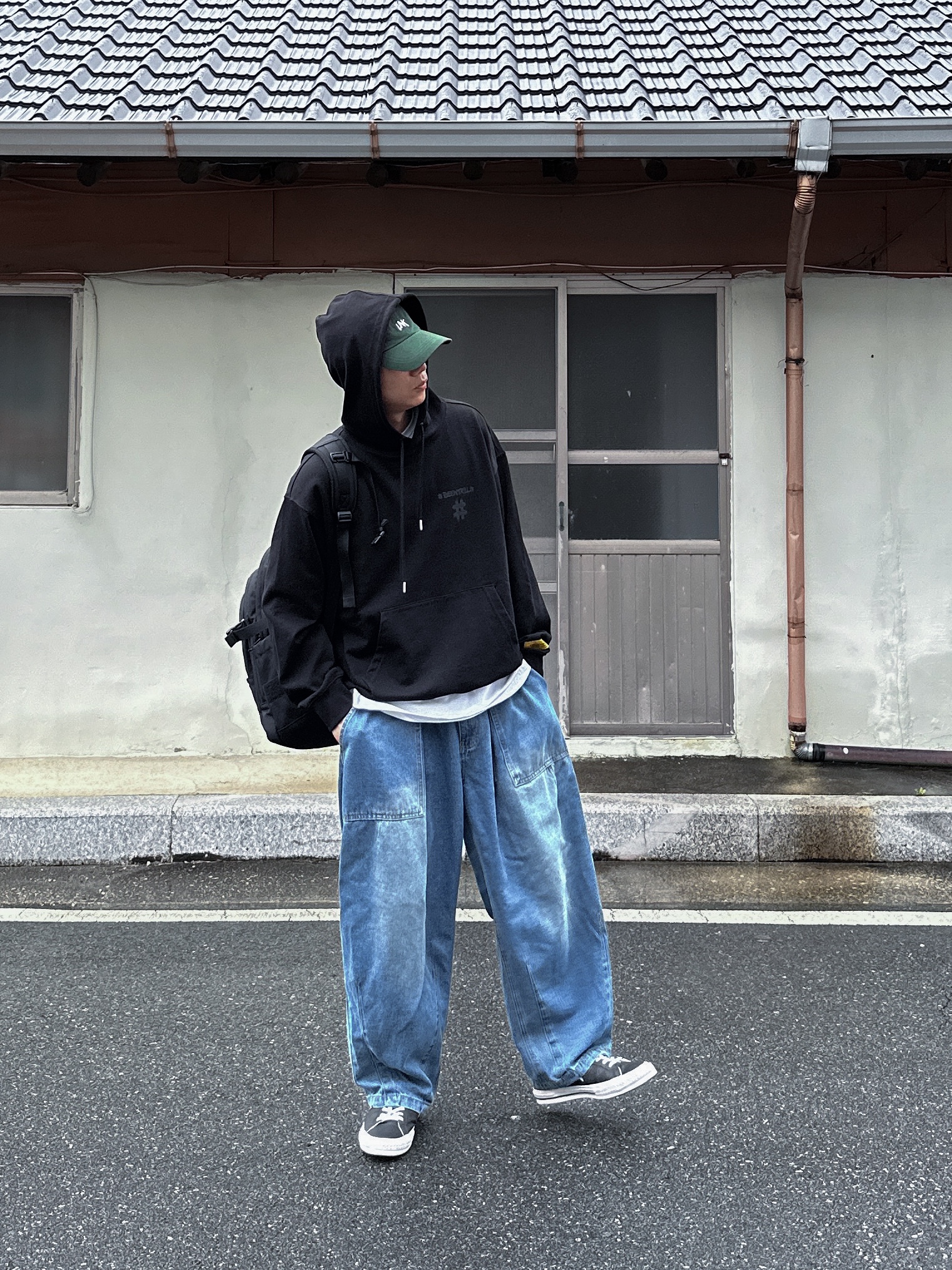 Converse One Star Ox Leather Black 착용 스타일