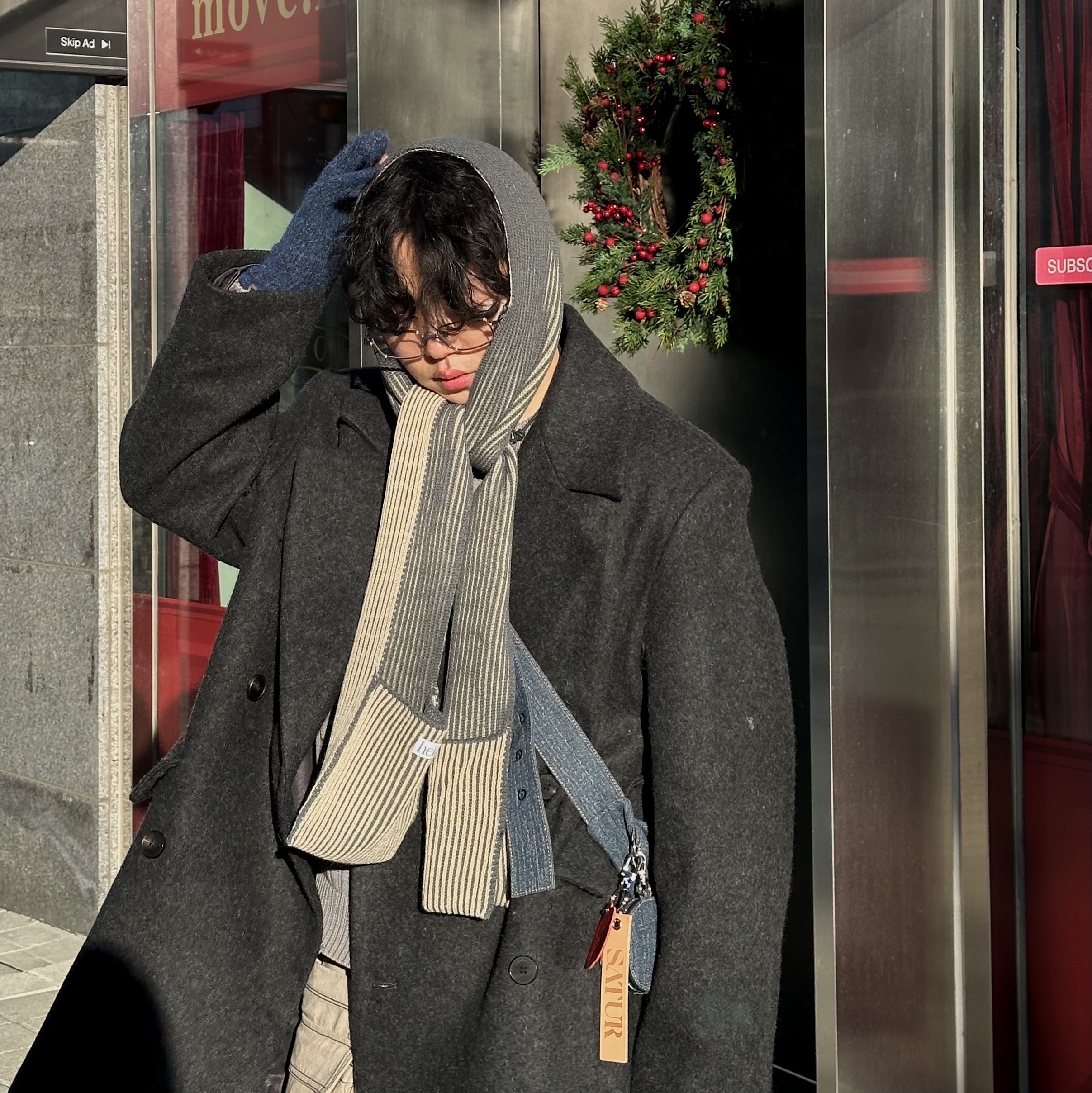 Millo Archive Double Coat Charcoal 착용 스타일 - 3