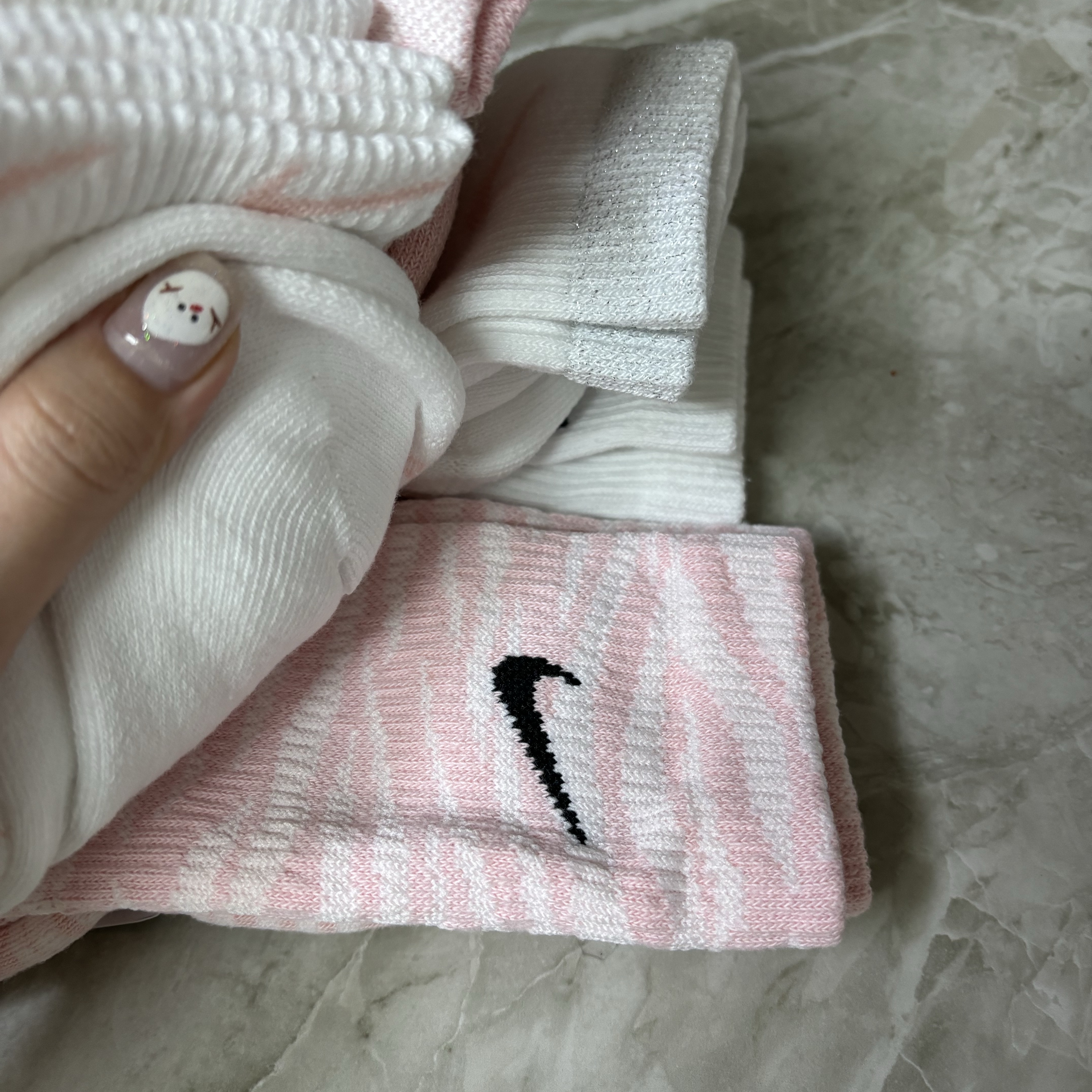 (Kids) Nike Everyday Plus Socks Pink White (6 Pack/Korean Ver.) 착용 스타일 - 5
