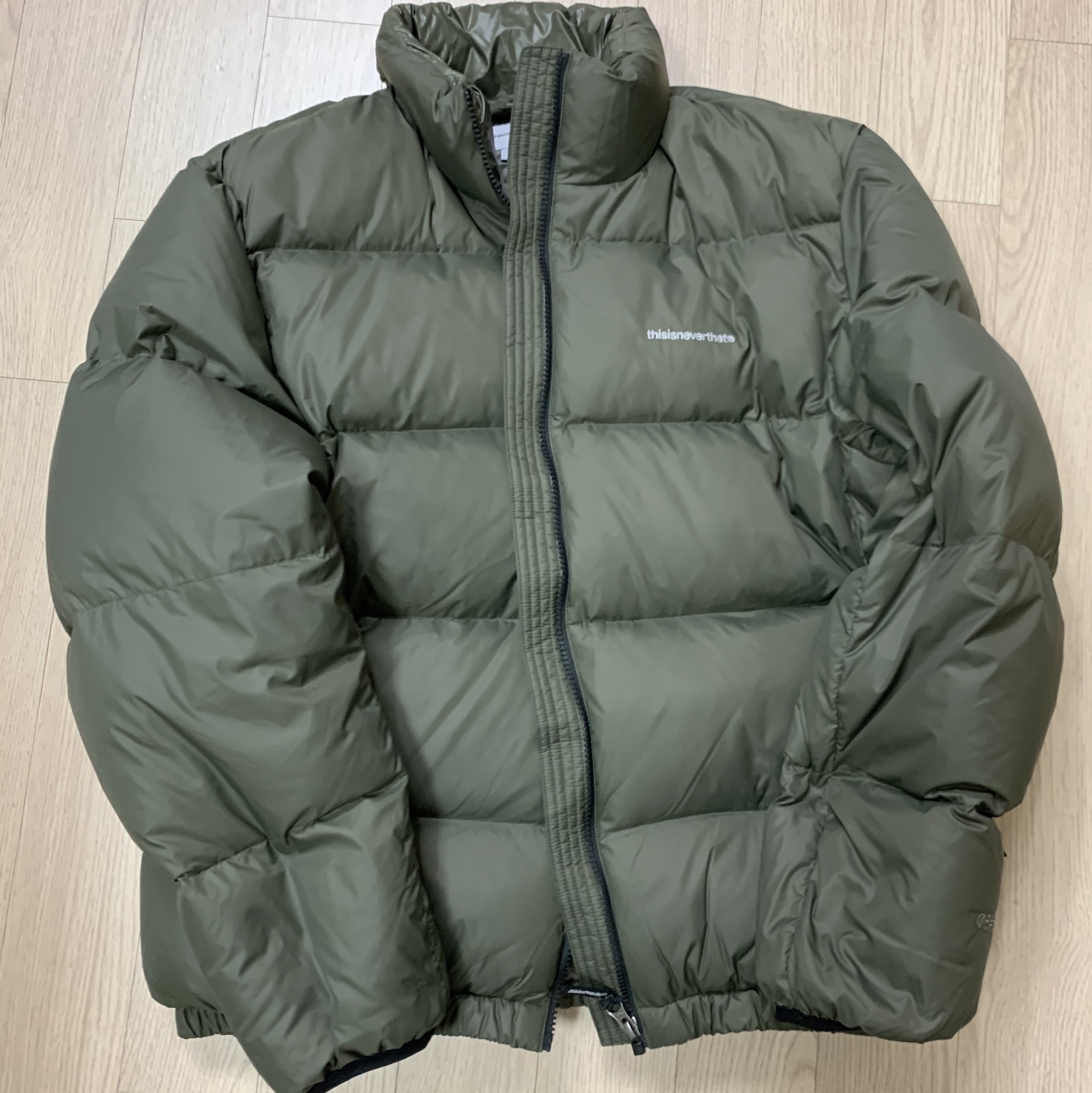 Thisisneverthat Pertex T Down Jacket Olive 착용 스타일