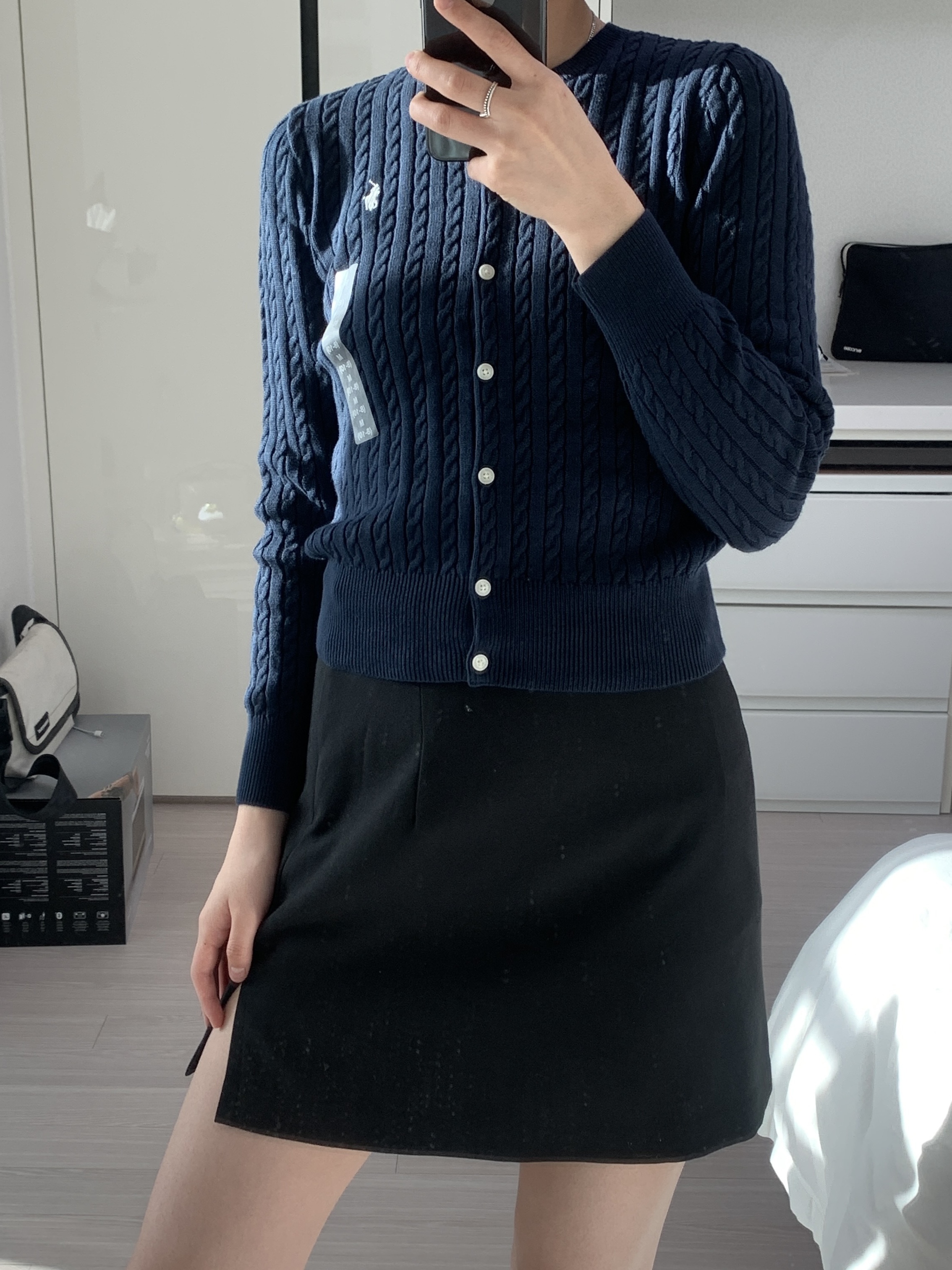 [30% 적립] Polo Ralph Lauren Children Mini Cable Cotton Cardigan Hunter Navy 착용 스타일
