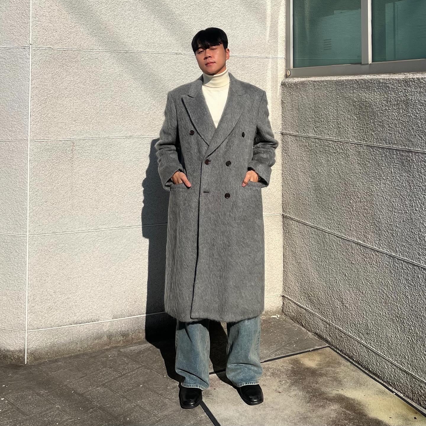 Our Legacy Hairy Alpaca Whale Coat Wishkah Grey 착용 스타일 - 1