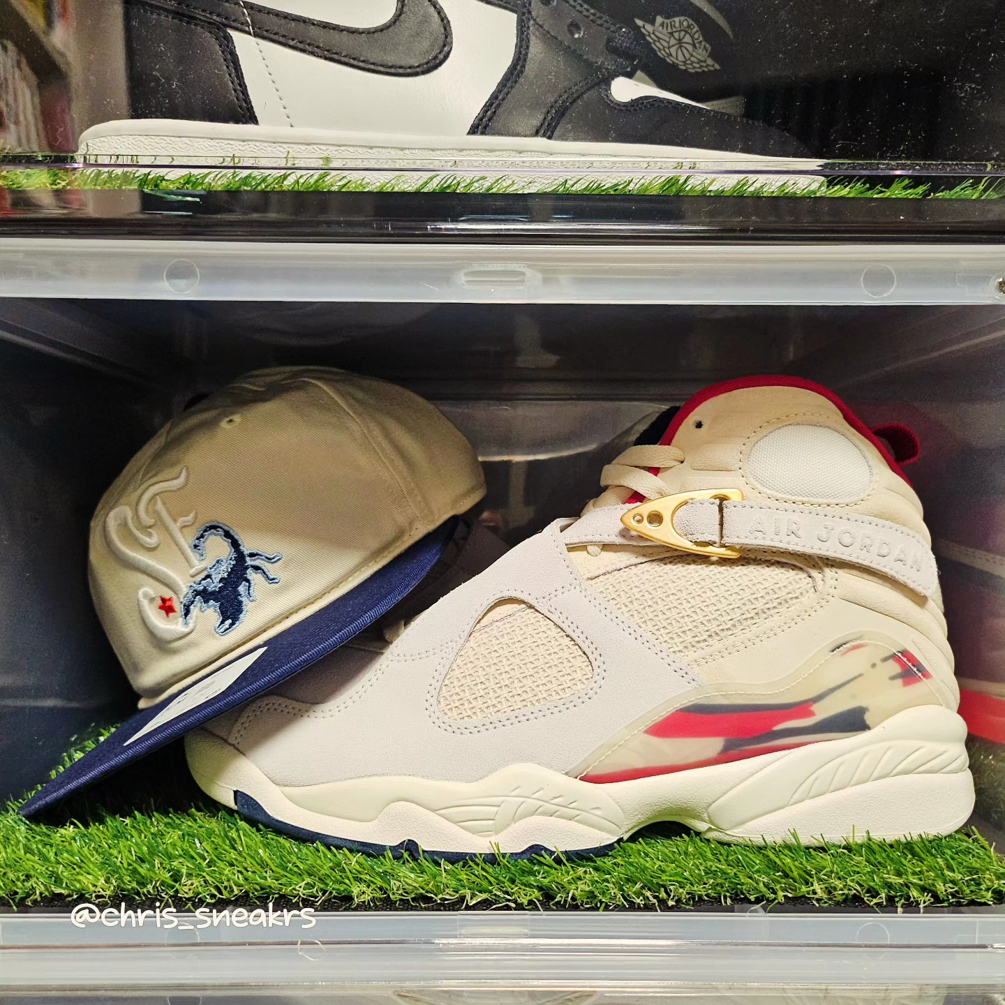 Jordan 8 x SoleFly Retro SP Mi Casa es Su Casa, Jordan x SoleFly Pro Unstructured SF Cap Fossil Midnight Navy 착용 스타일 - 1