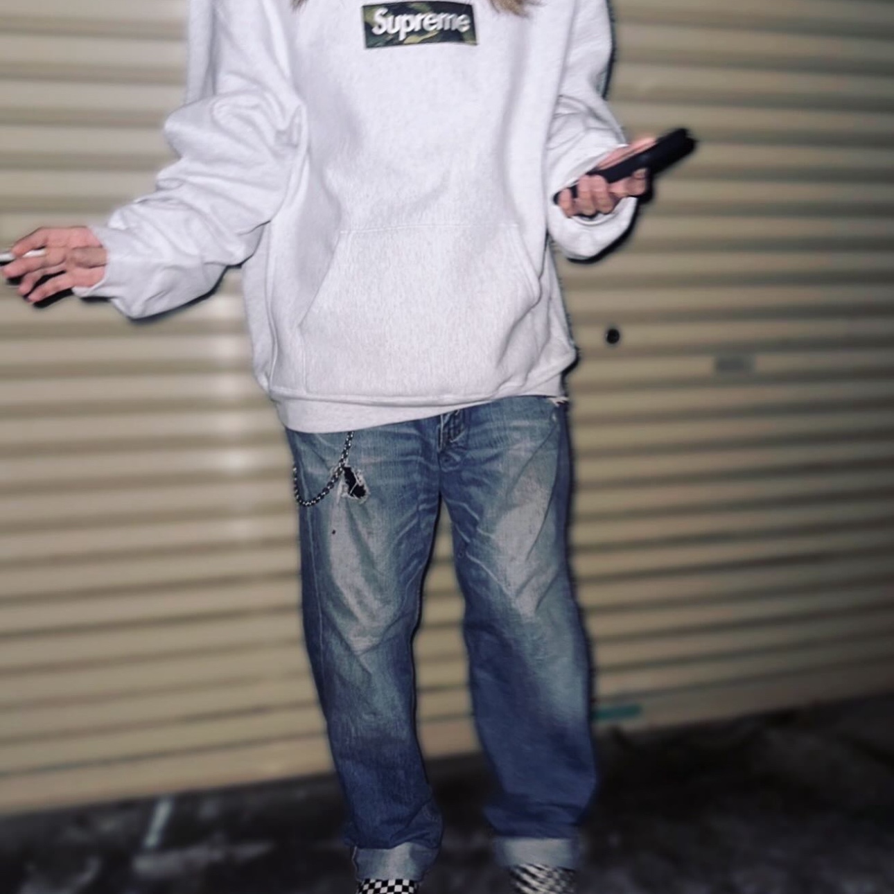 Supreme Box Logo Hooded Sweatshirt Ash Grey - 23FW, Supreme Box Logo Hooded Sweatshirt Black - 23FW 착용 스타일 - 3
