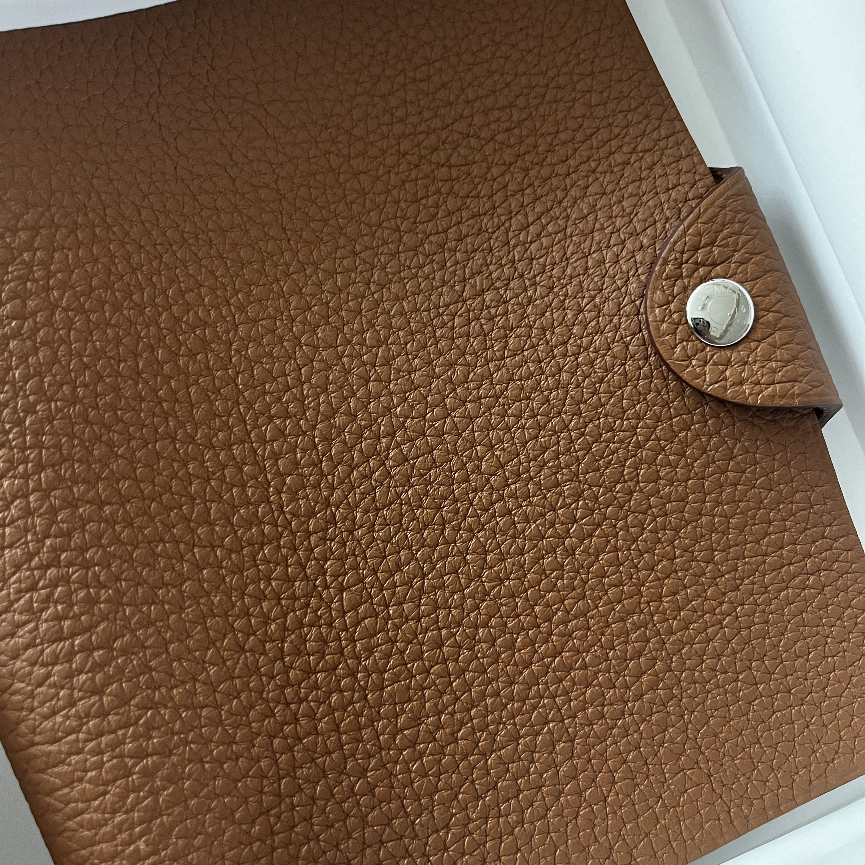 Hermes Ulysse PM Notebook Cover Togo & Palladium Gold 착용 스타일